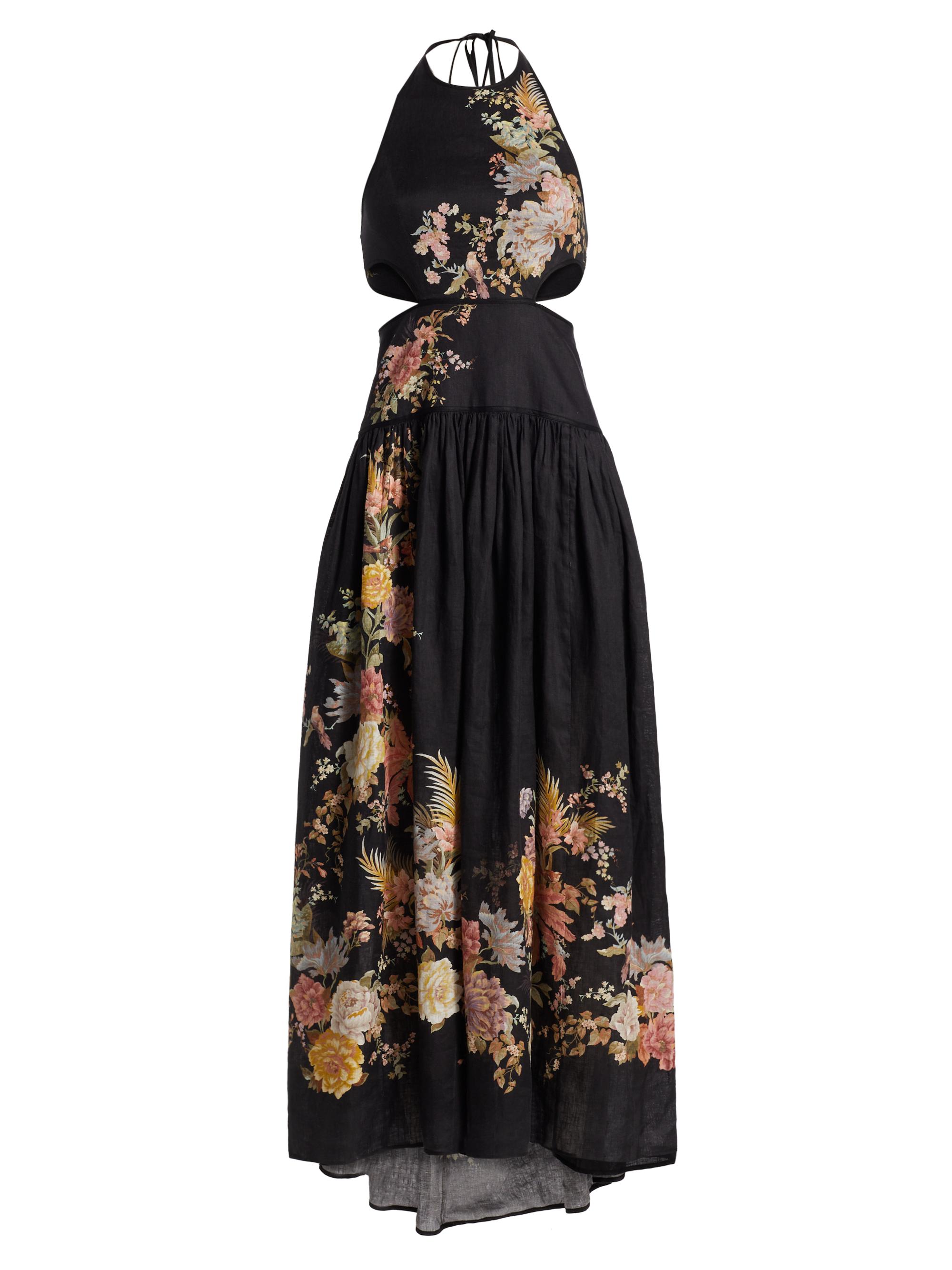 Zimmermann Women's Tallow Floral Linen Halterneck Maxi Dress - Black Multi Floral