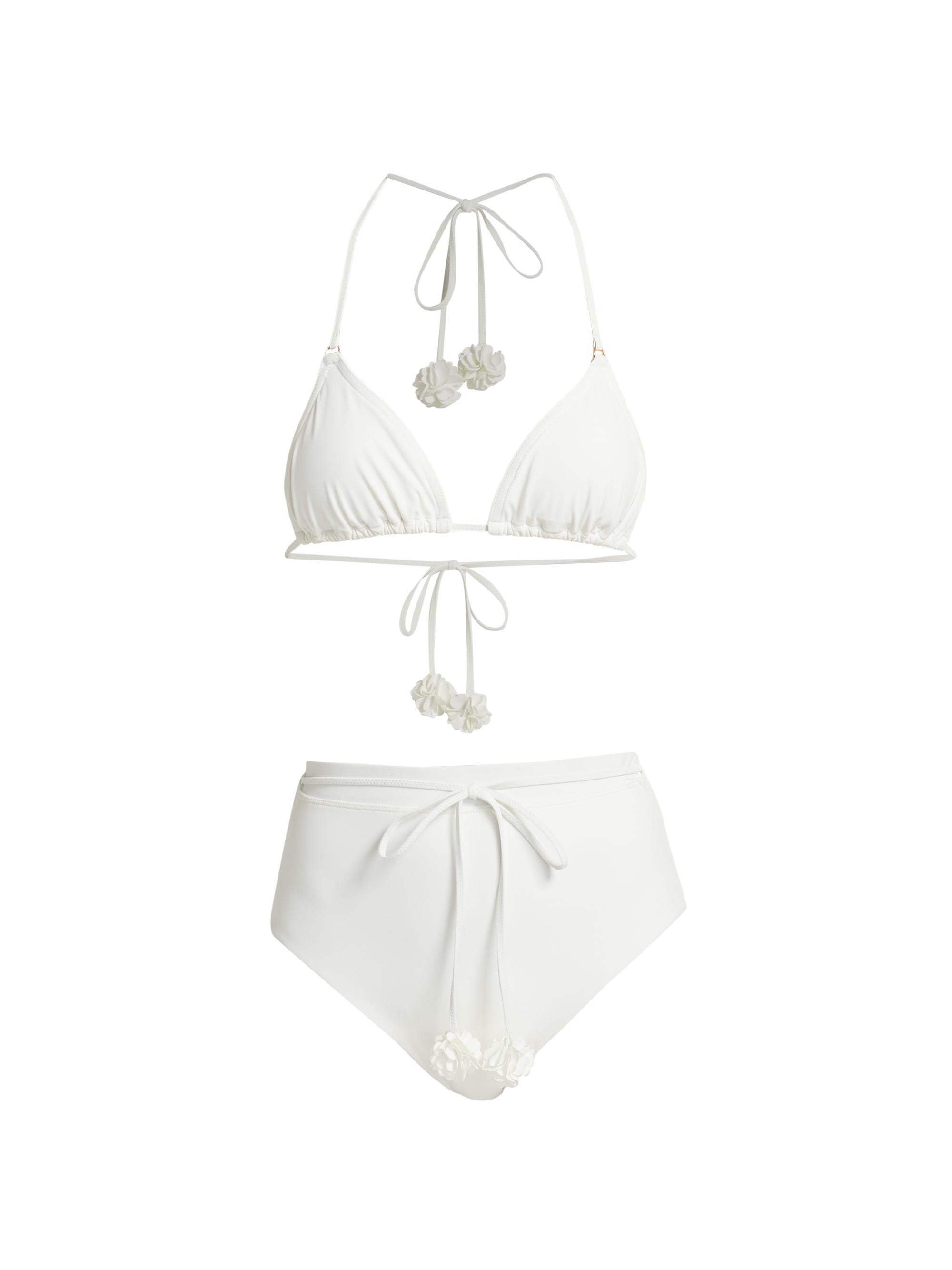 ぷりっつ 2023 summerセット☆ Zimmermann Everley Flower Trim Halterneck Bikini Set | Saks Fifth