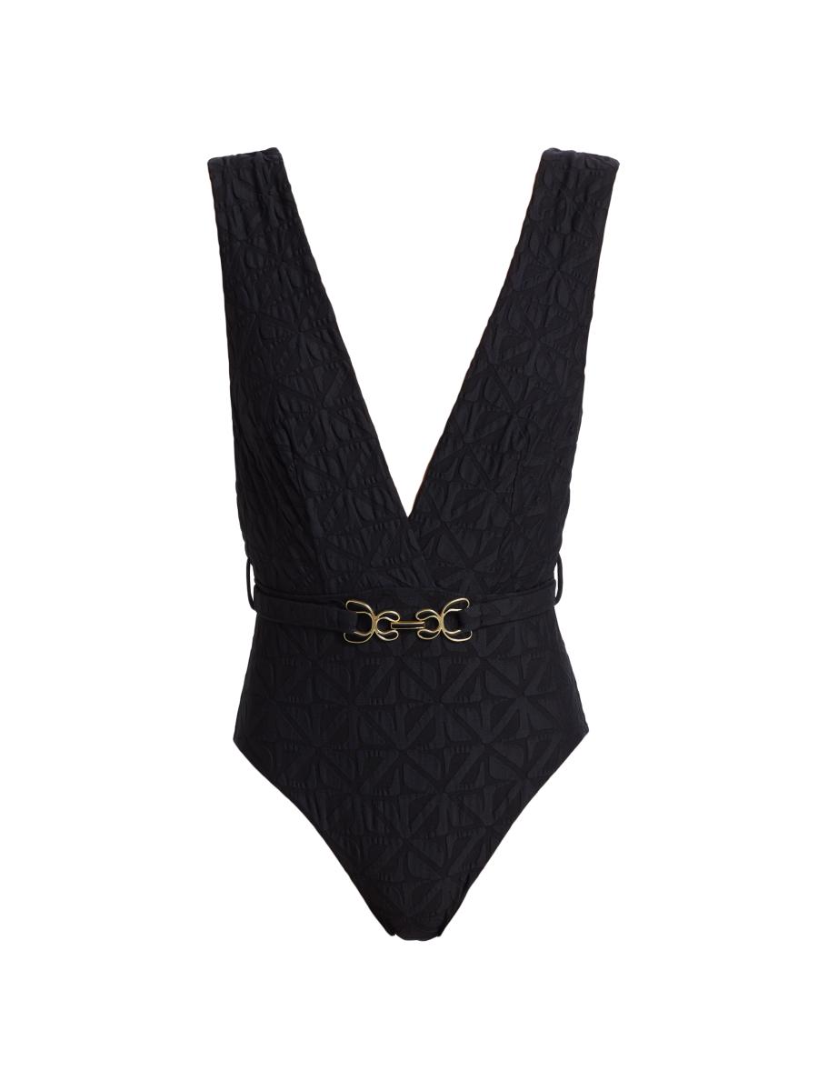 Zimmermann Maxine Monogram Plunge One-Piece Swimsuit | Saks