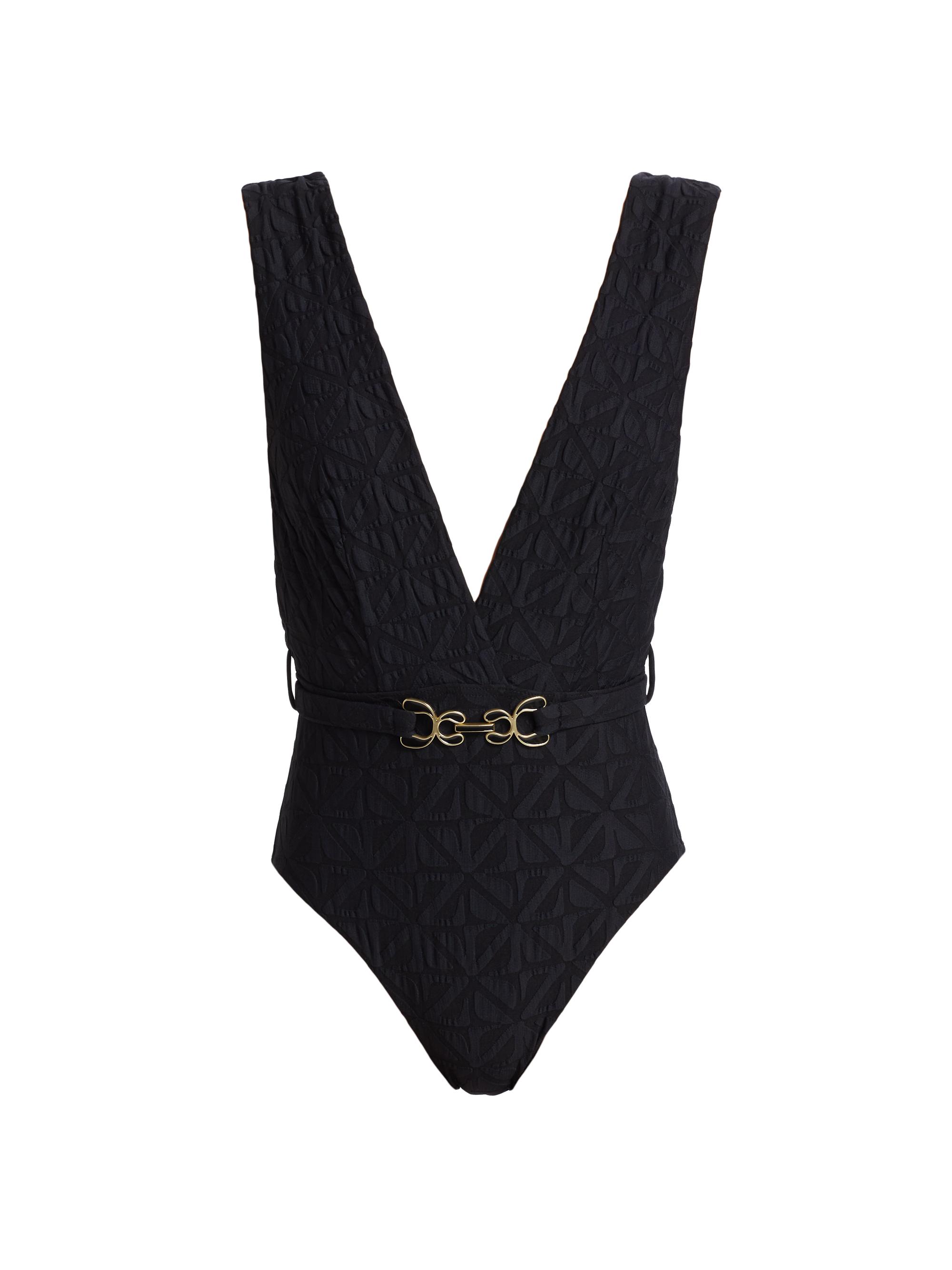 Zimmermann Maxine Monogram Plunge One-Piece Swimsuit | Saks Fifth