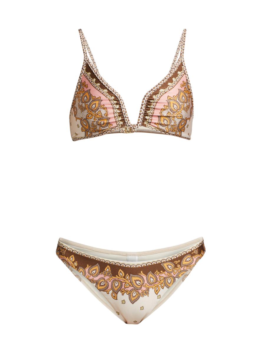 ZIMMERMANN ホルターネック カットアウト ビキニ 【関税なし】 ZIMMERMANN ホルターネックスイムウェア カットアウト プリント