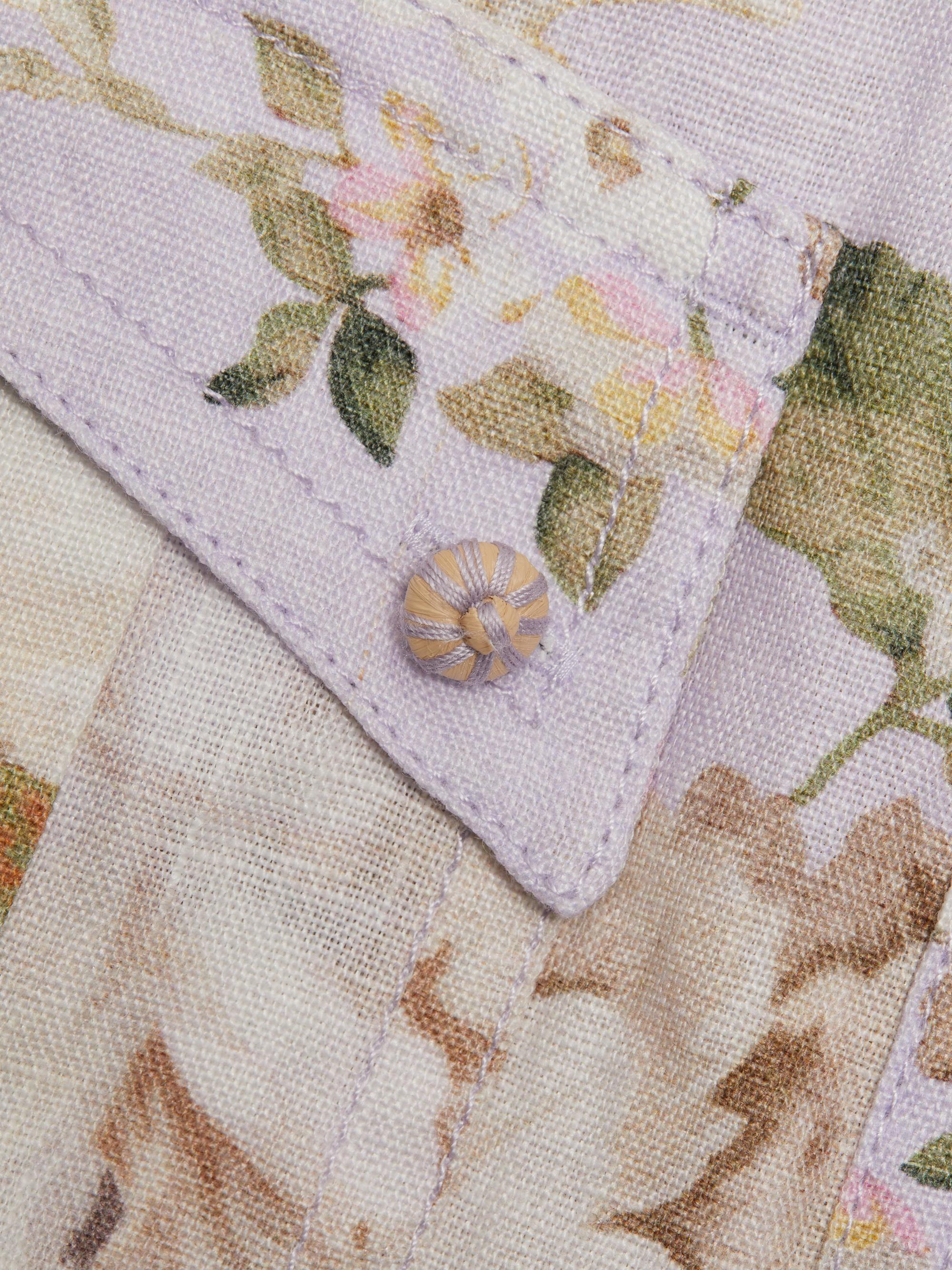 Zimmermann Acacia Floral Linen Pocket Romper | Saks Fifth Avenue