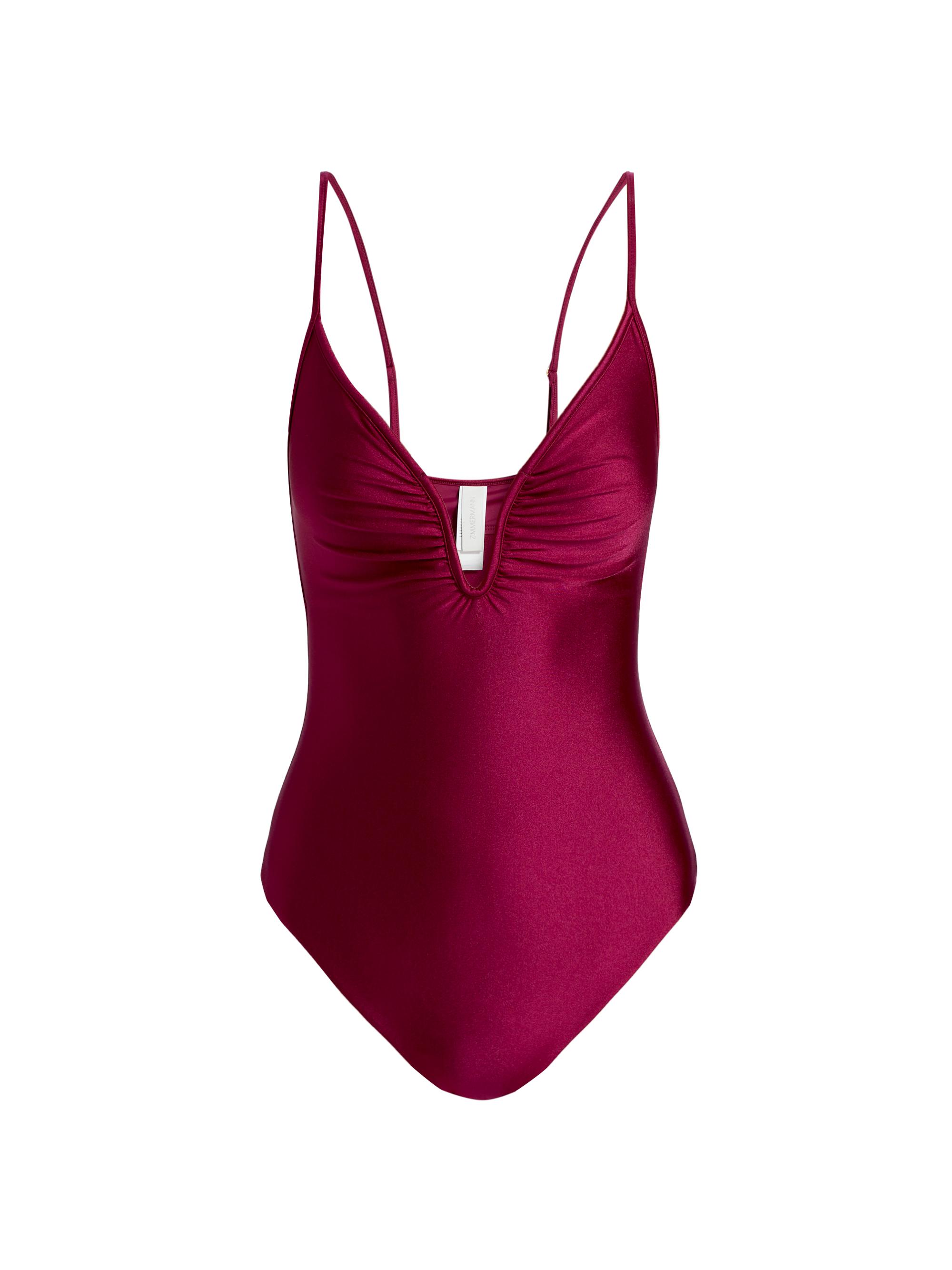 Zimmermann Women's Wylie Plunge Wire One-Piece Swimsuit - Ruby