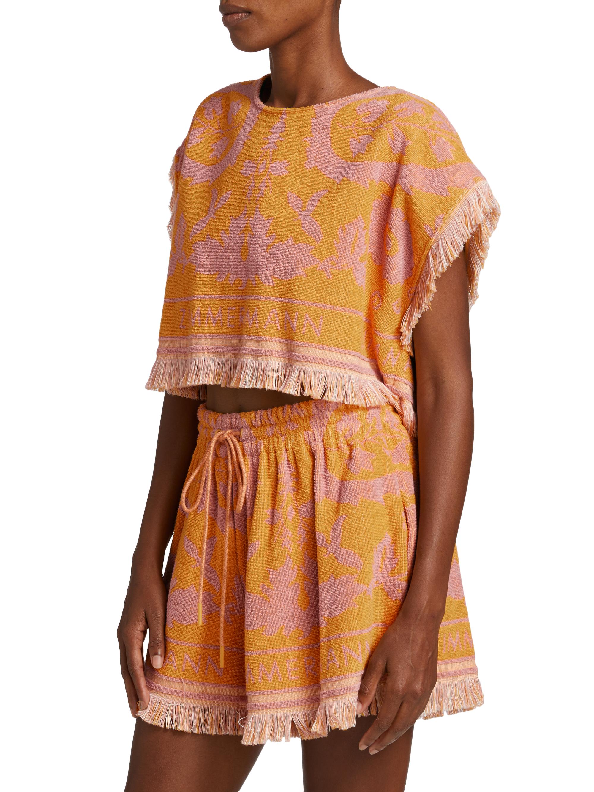 Zimmermann Wylie Toweling Printed Crop Top | Saks Fifth Avenue