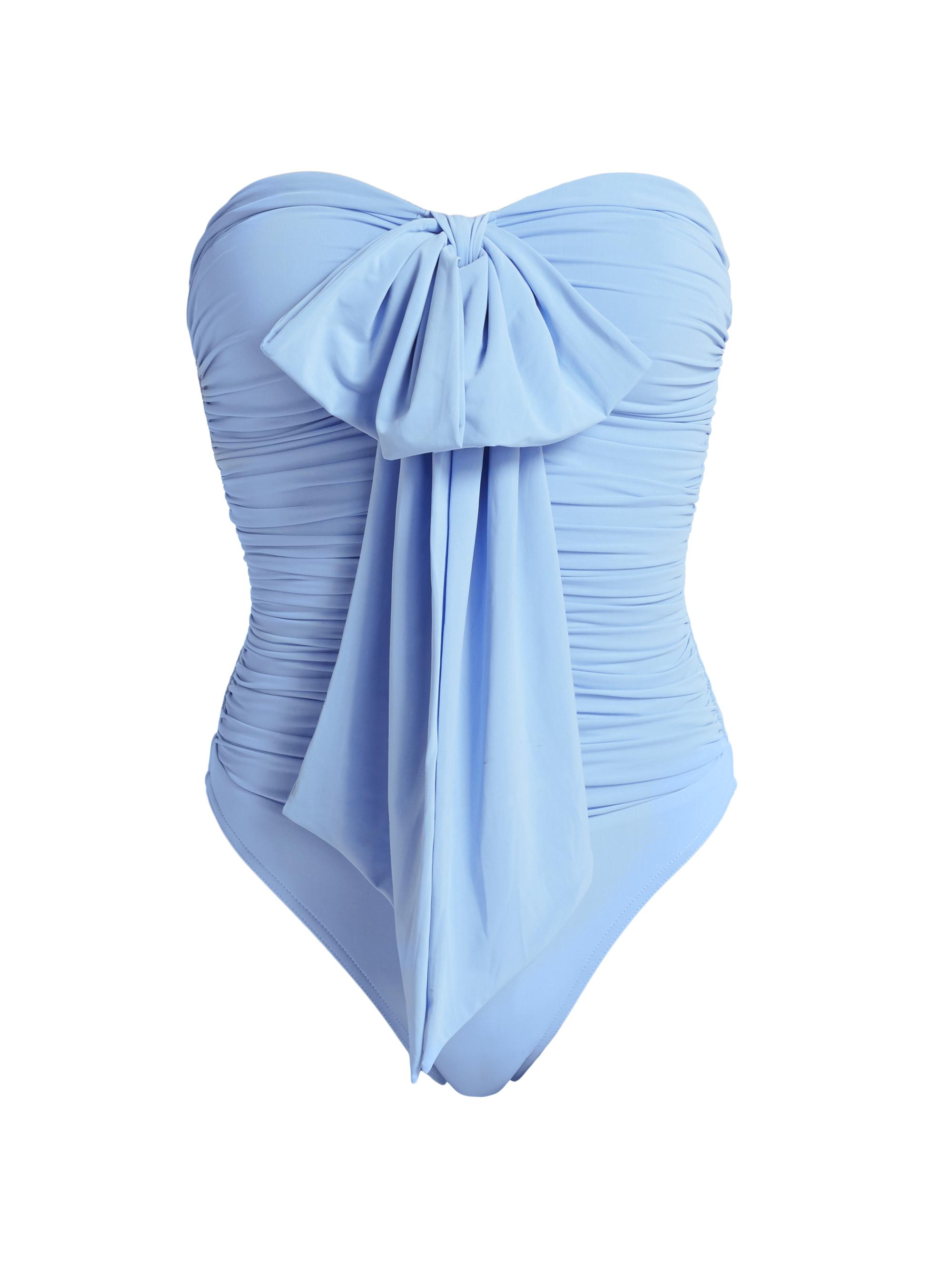 Zimmermann Women's Acacia Draped Bow Bandeau One-Piece Swimsuit - Pale Blue