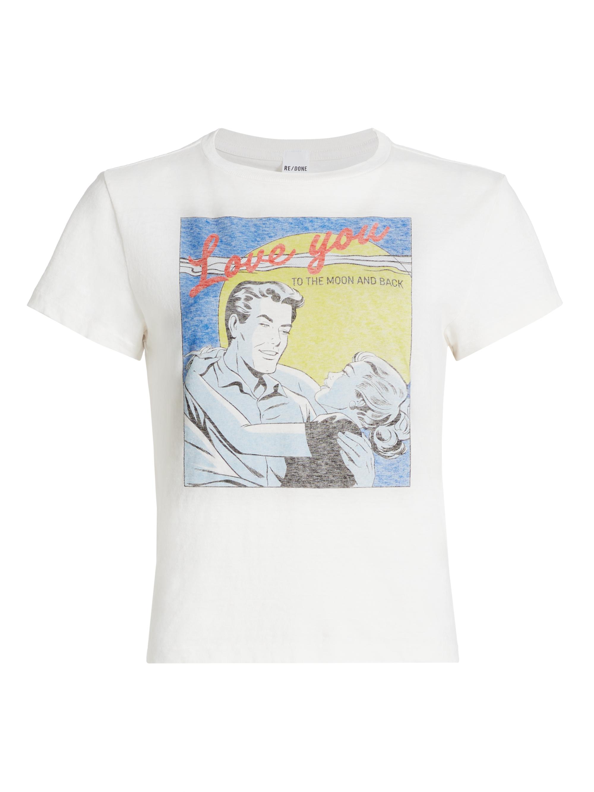 Re/done Women's To The Moon Graphic T-Shirt - Vintage White