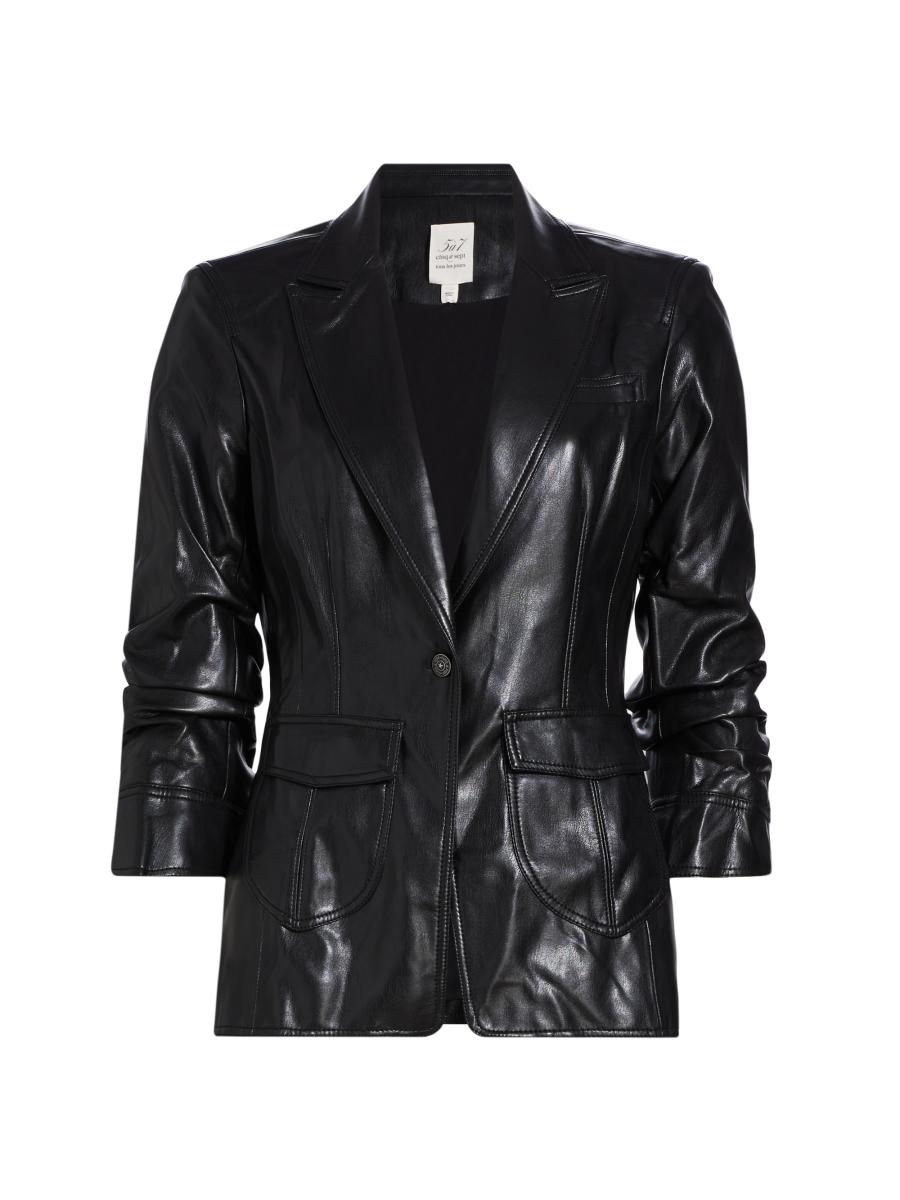 Cinq à Sept Louisa Vegan Leather Scrunched Jacket | Saks