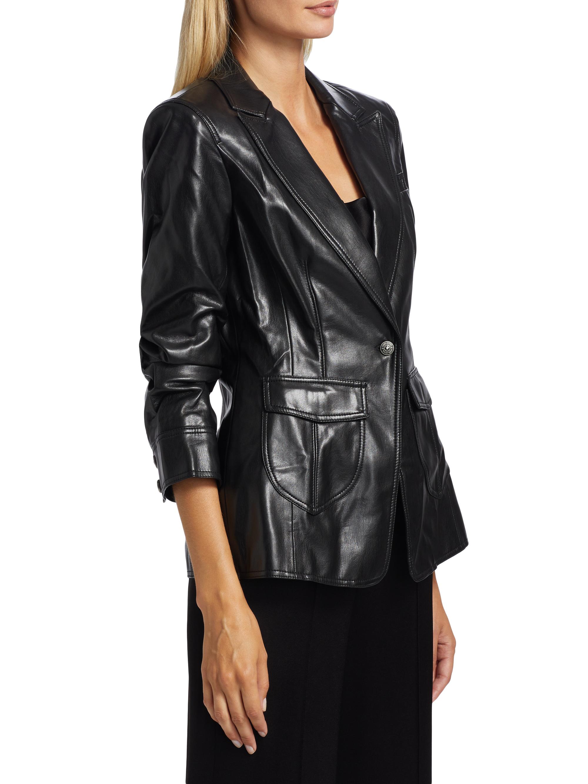 Cinq à Sept Louisa Vegan Leather Scrunched Jacket | Saks Fifth Avenue