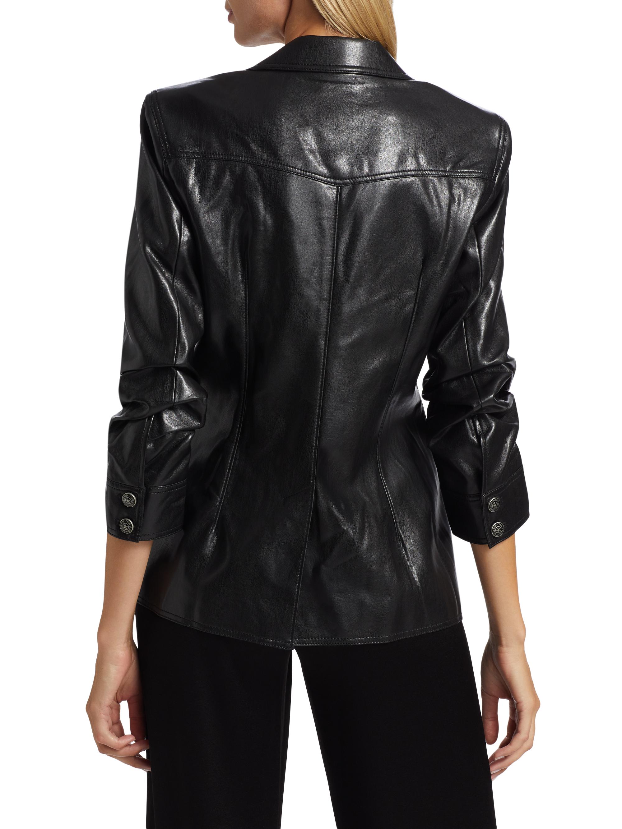 Cinq à Sept Louisa Vegan Leather Scrunched Jacket | Saks Fifth Avenue