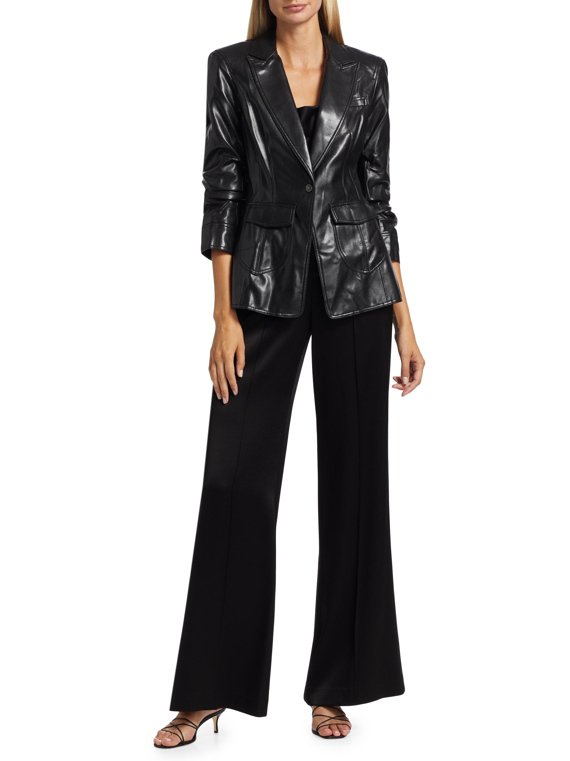 Cinq à Sept Louisa Vegan Leather Scrunched Jacket | Saks Fifth Avenue