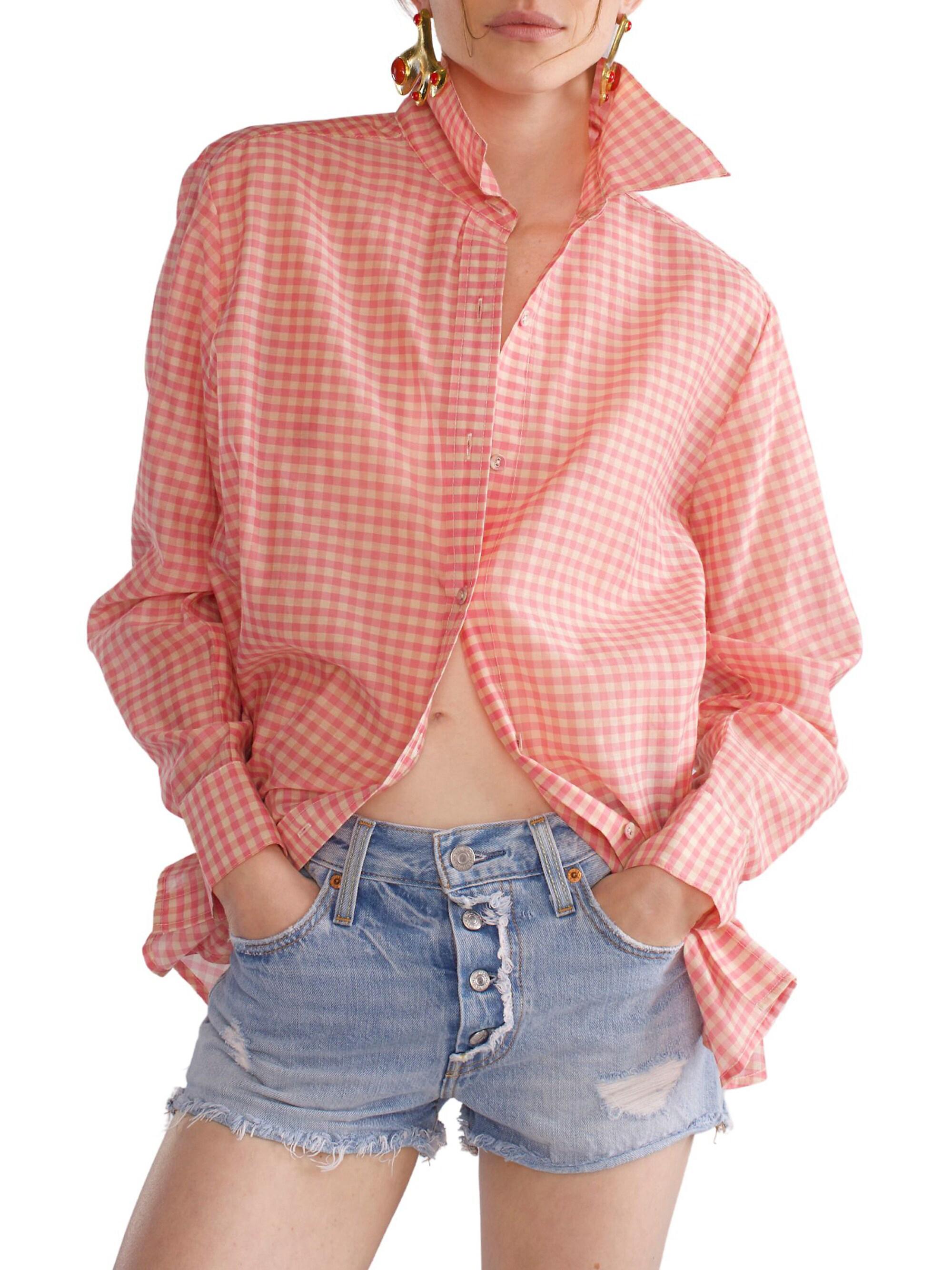 Cynthia Rowley Women's Relax Cotton Button-Front Shirt - Pink Gingham