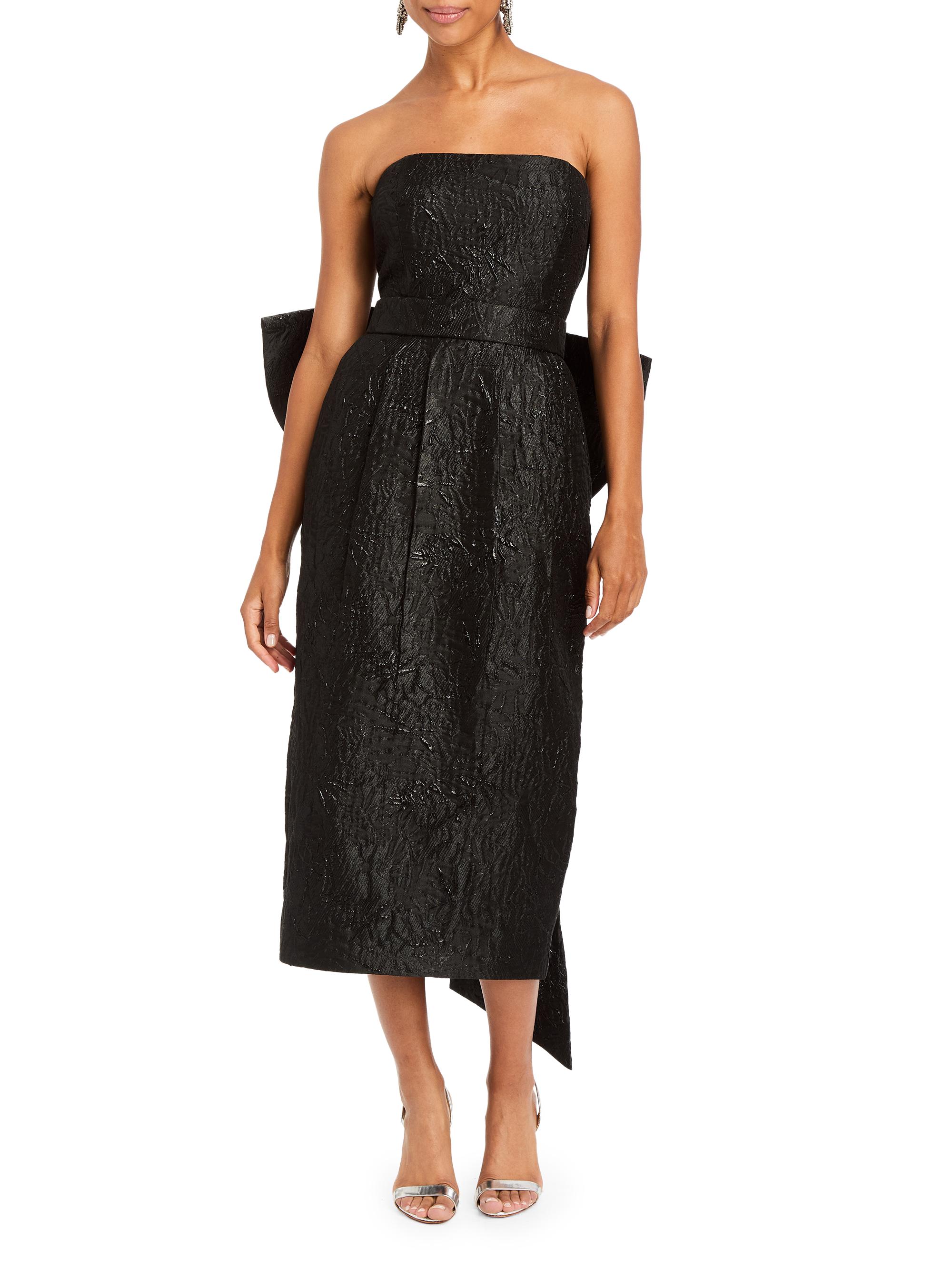 Mestiza New York Women's Lorena Bow Jacquard Strapless Midi-Dress - Black