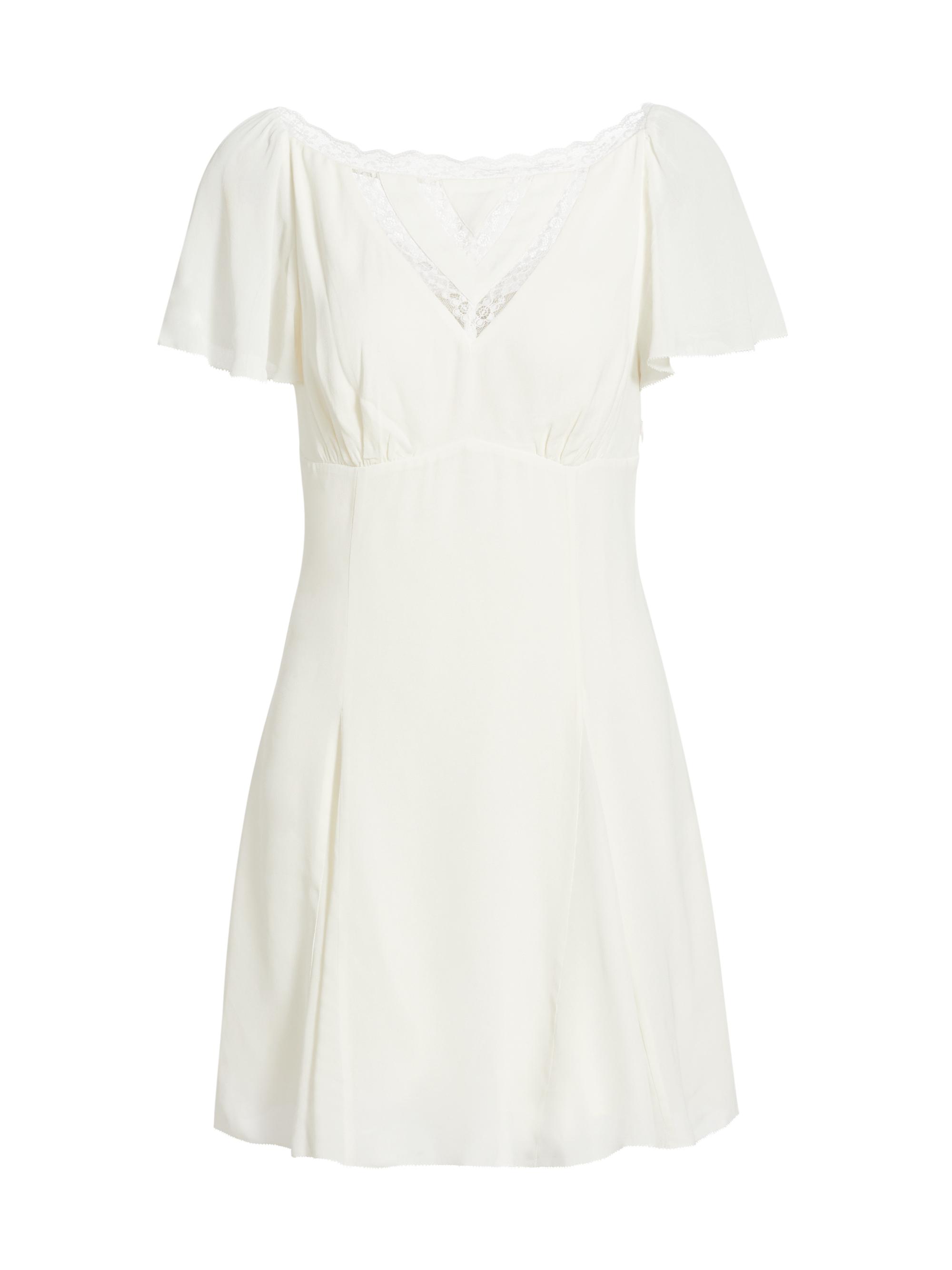 Reformation Women's Malena Organic Cotton-Blend Flutter-Sleeve Minidress - White