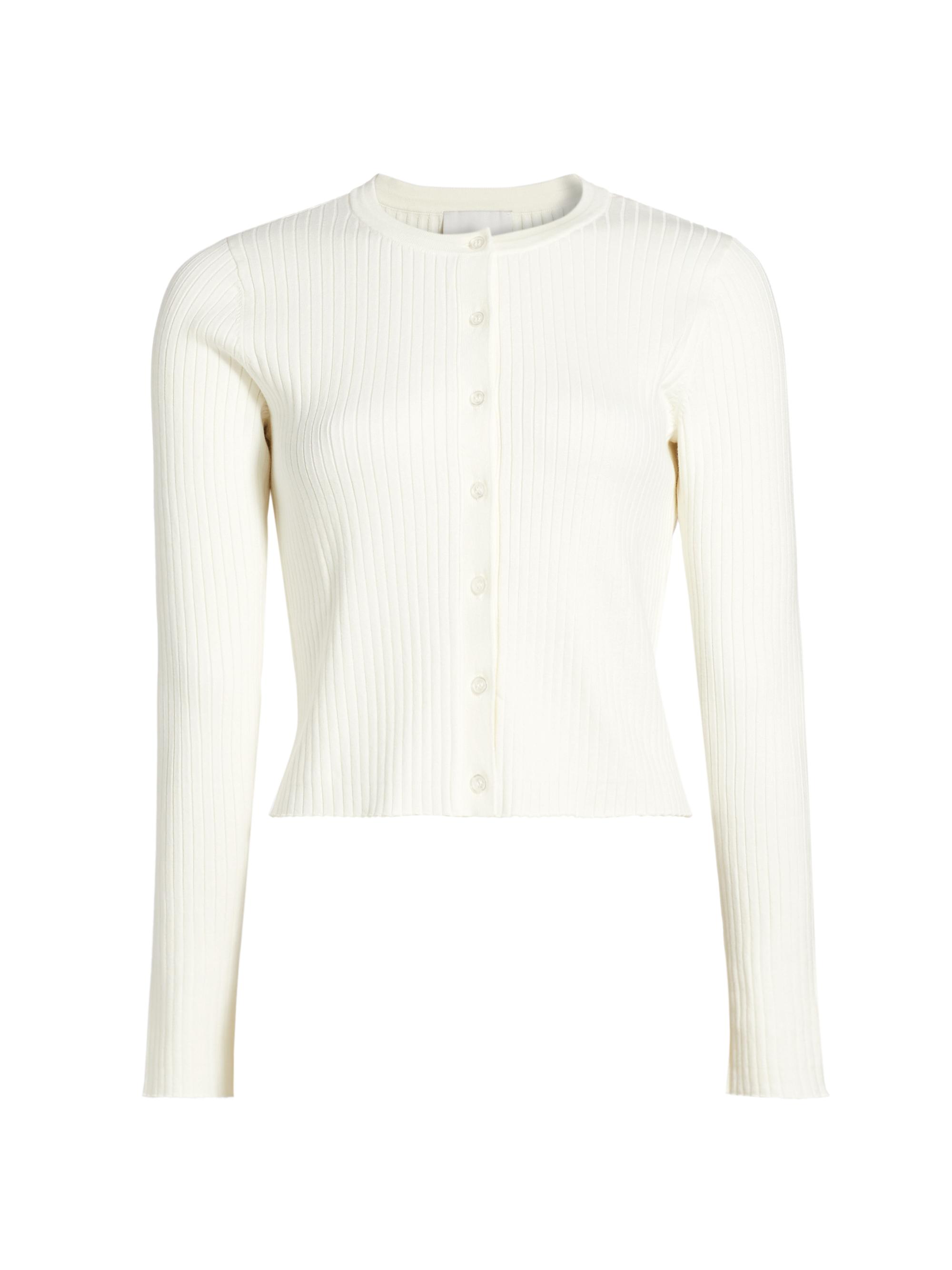Reformation Women's Joanne Cotton Rib-Knit Cardigan - Fior Di Latte