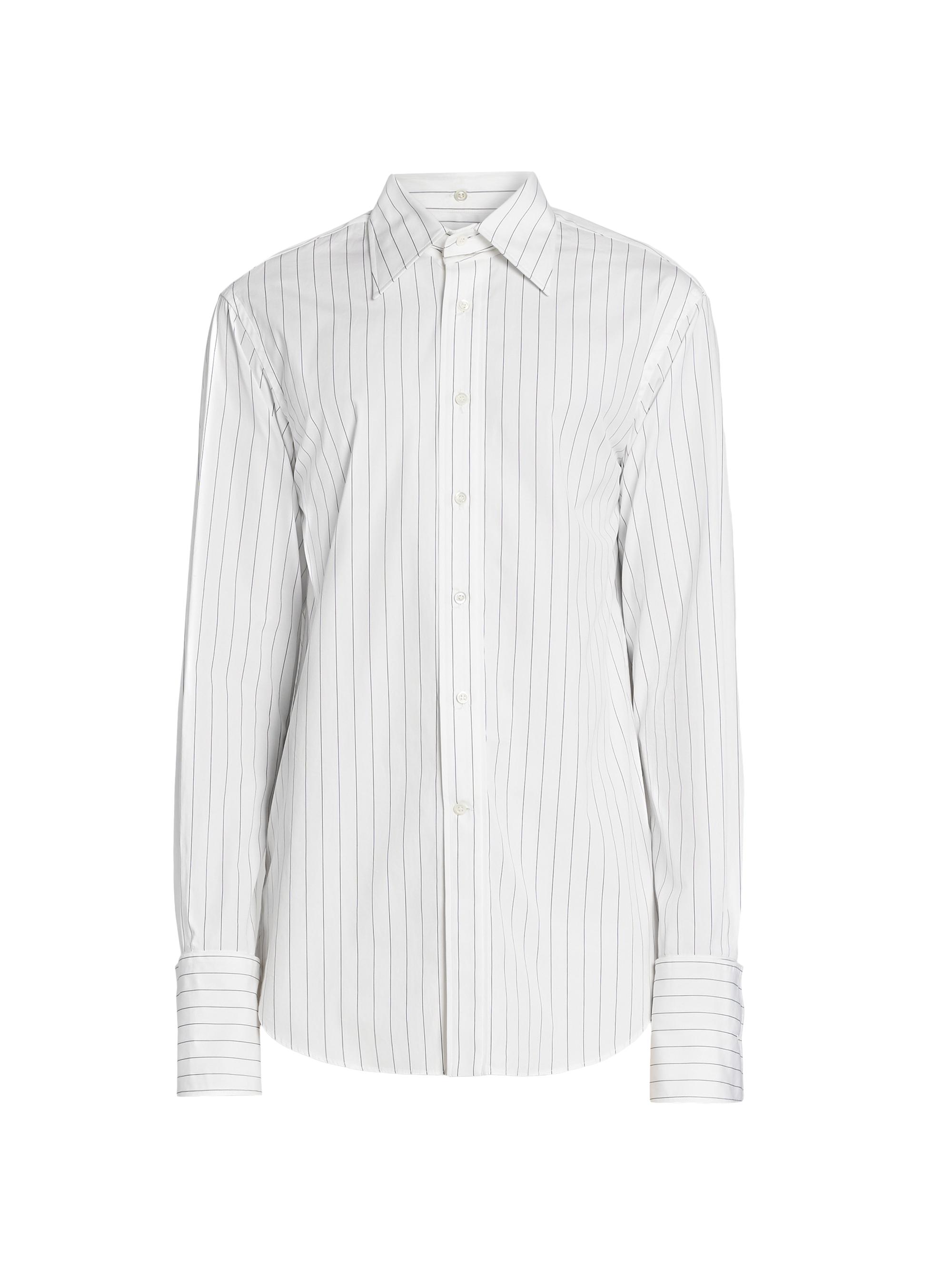 McQueen Men's Detachable Collar Cotton Shirt - White Black