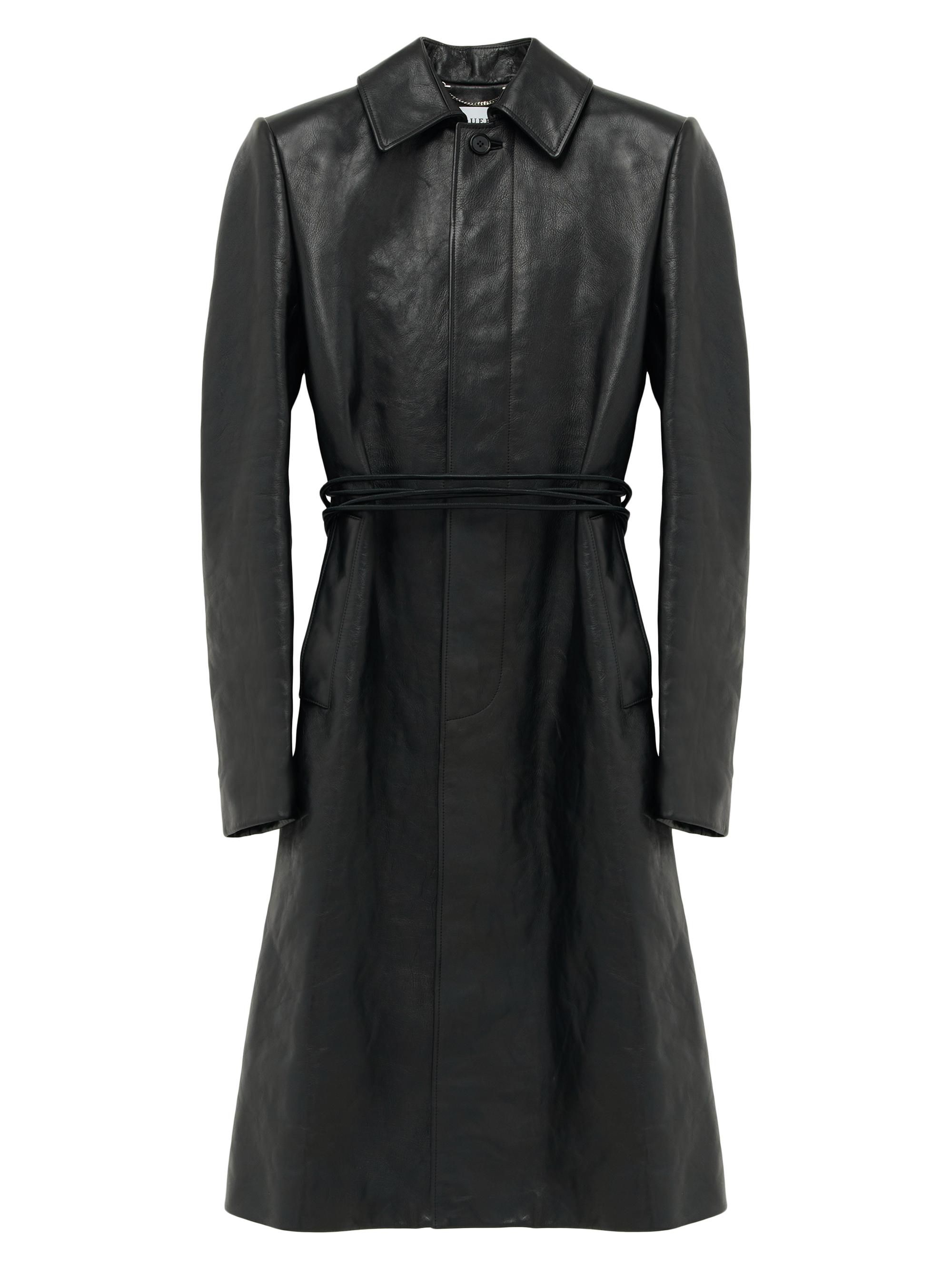 McQueen Men's Leather Raincoat - Black
