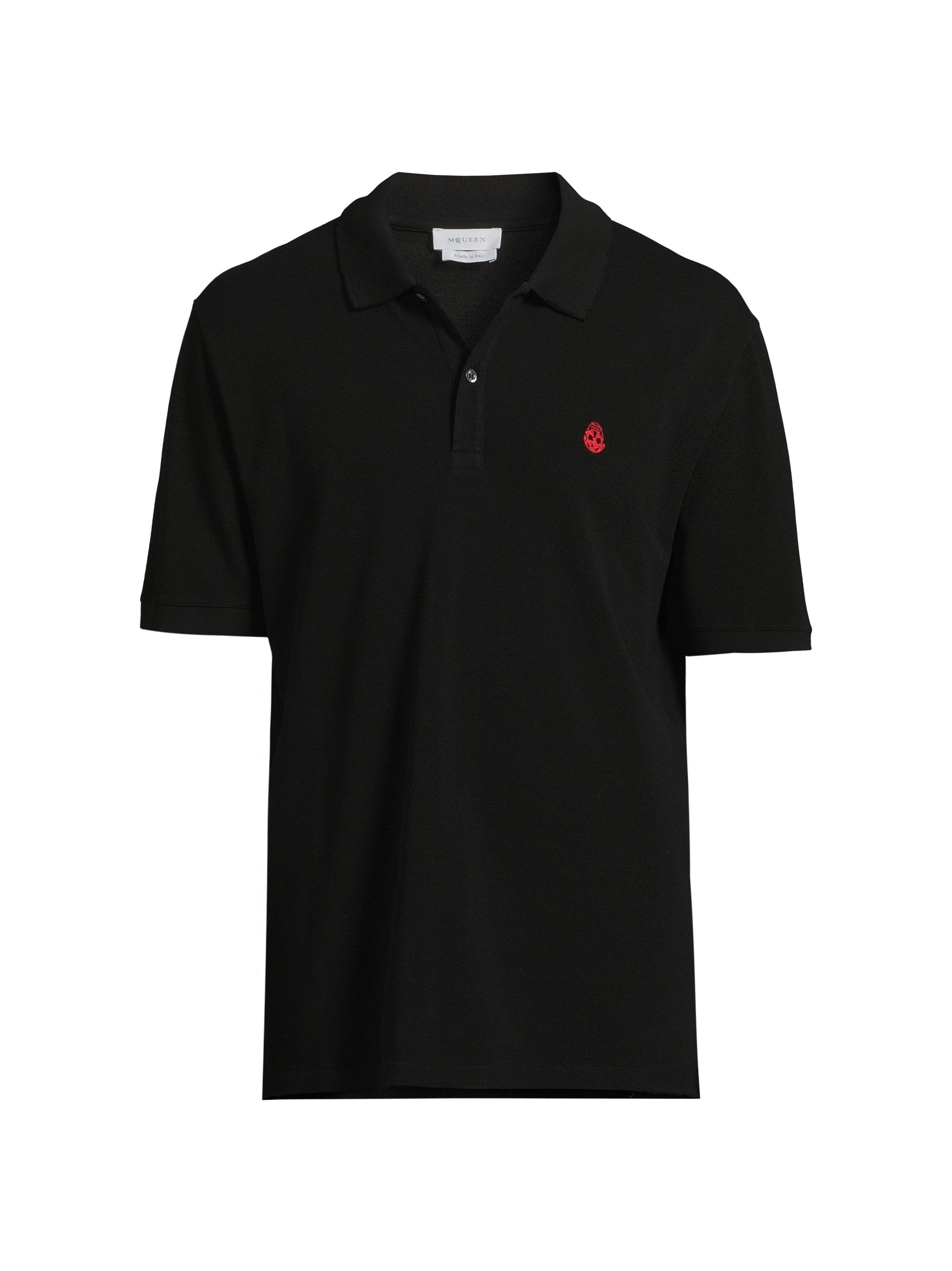 McQueen Men's Oversized Cotton Polo Shirt - Black Washed