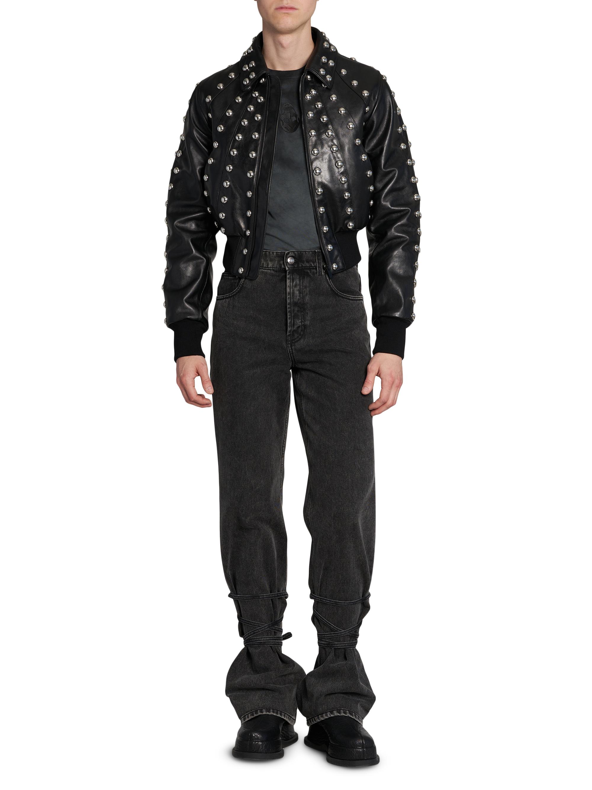 McQueen Studded Leather Bomber Jacket | Saks Fifth Avenue