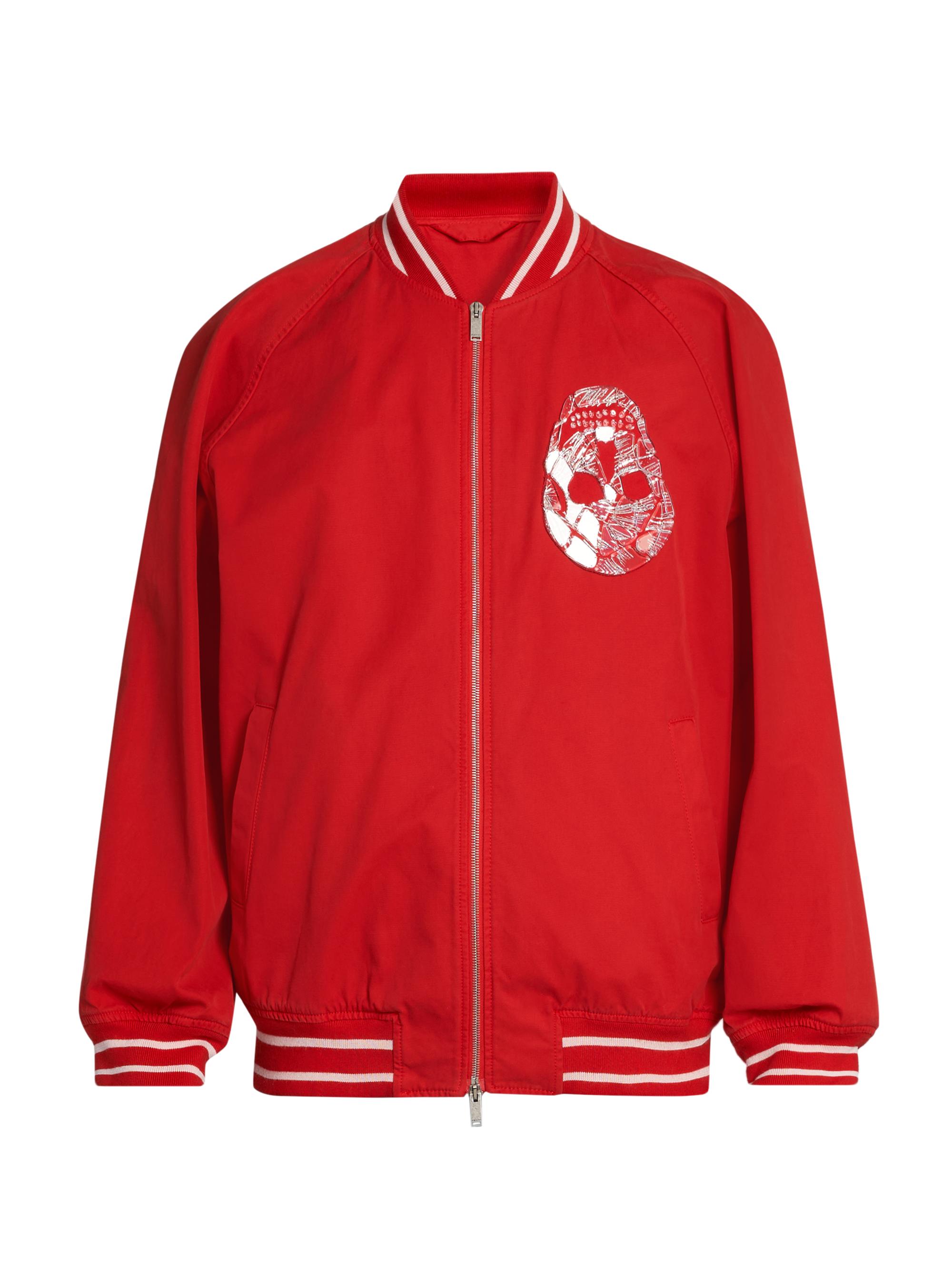 McQueen Men's Oversized Bomber 2 Jacket - Fire Red