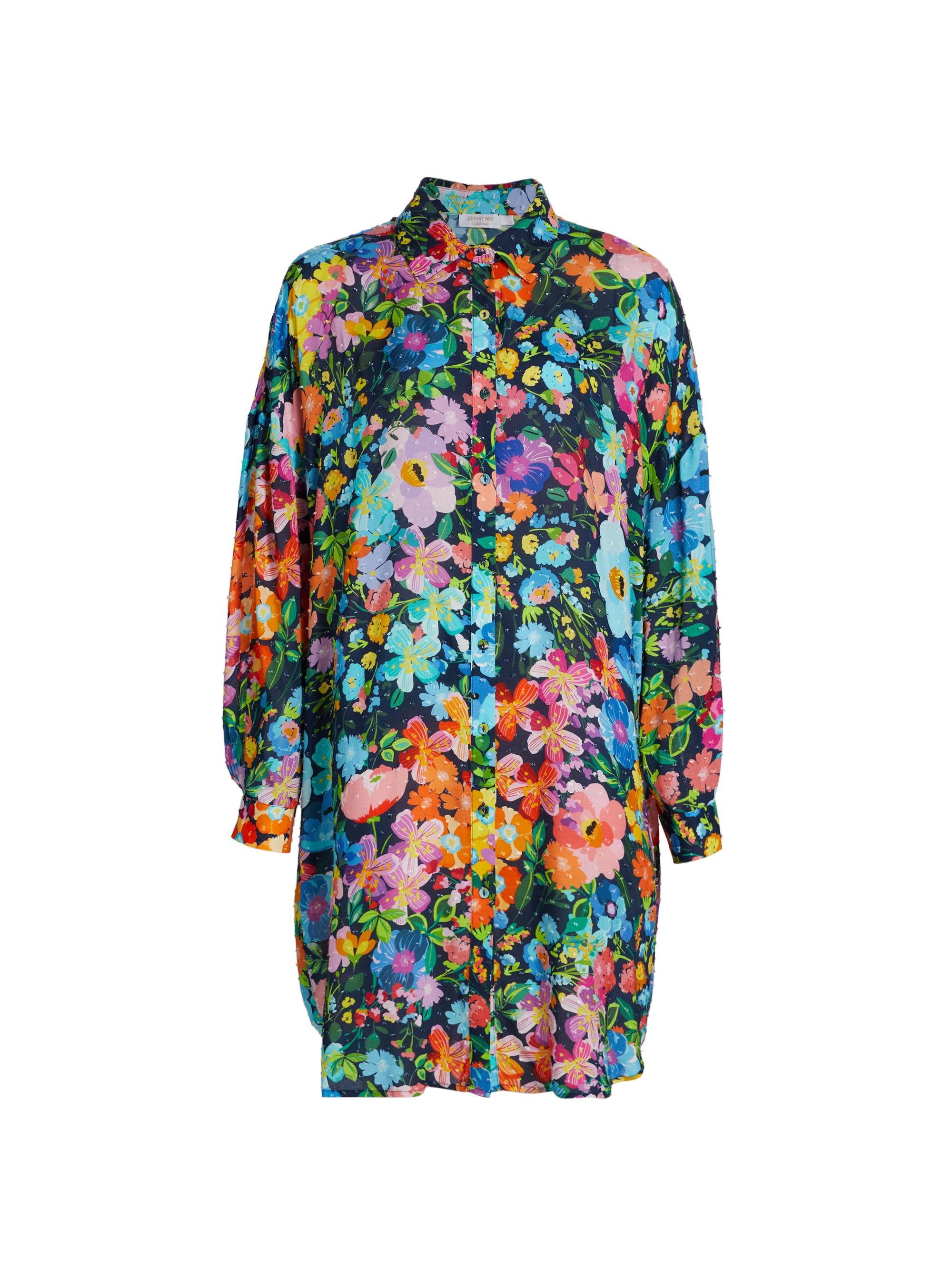 Johnny Was Women's Wild Bloom Long Shirt Dress - Wild Bloom Navy