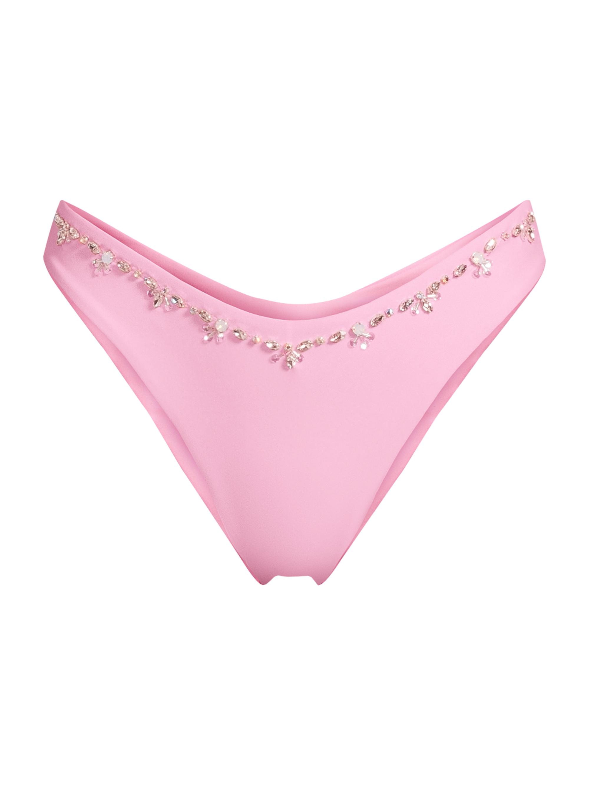 Oceanus Women's Aaliyah Embellished Bikini Bottom - Pink
