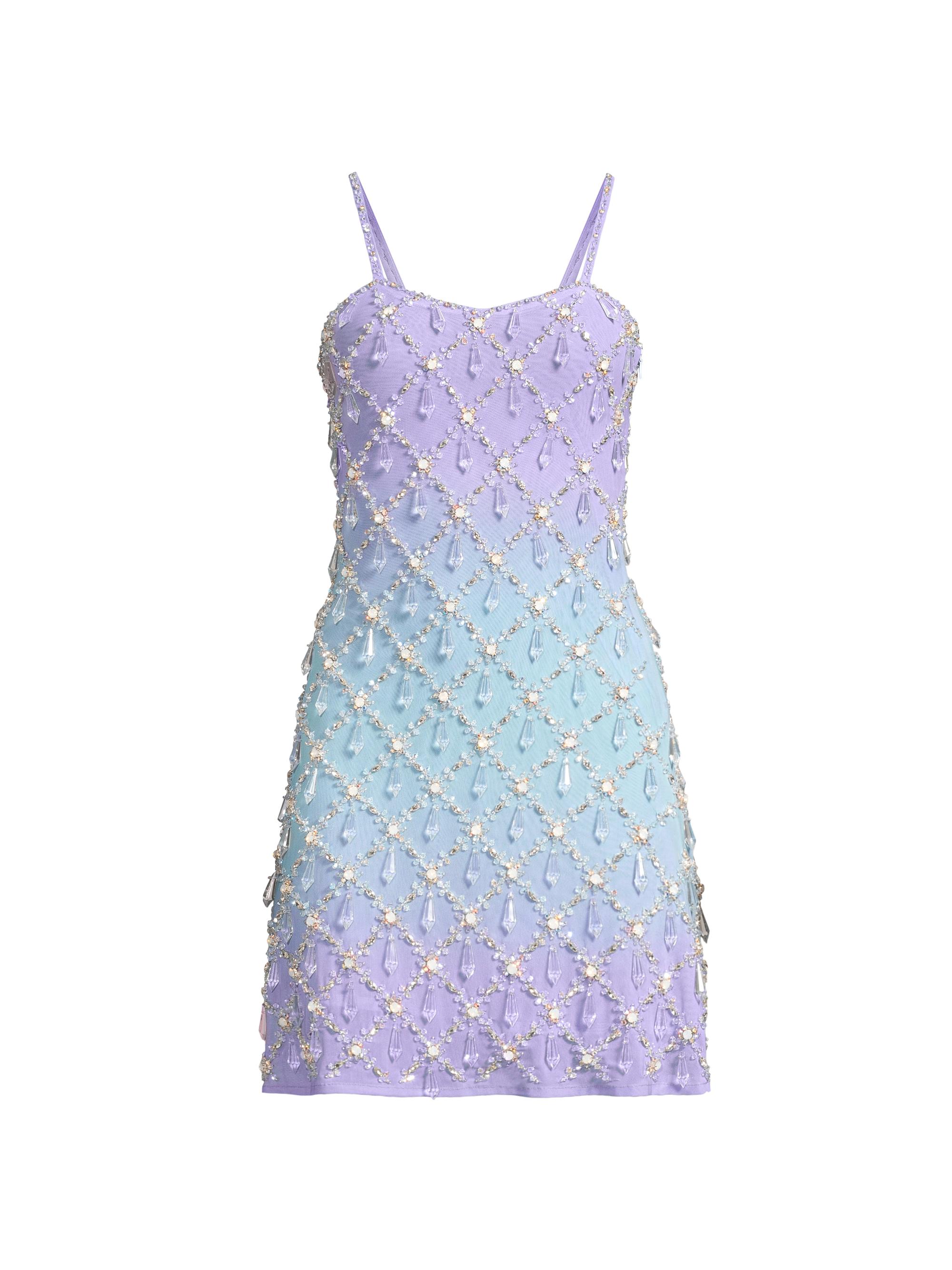 Oceanus Women's Arabella Beaded Ombré Minidress - Blue Pink Ombre