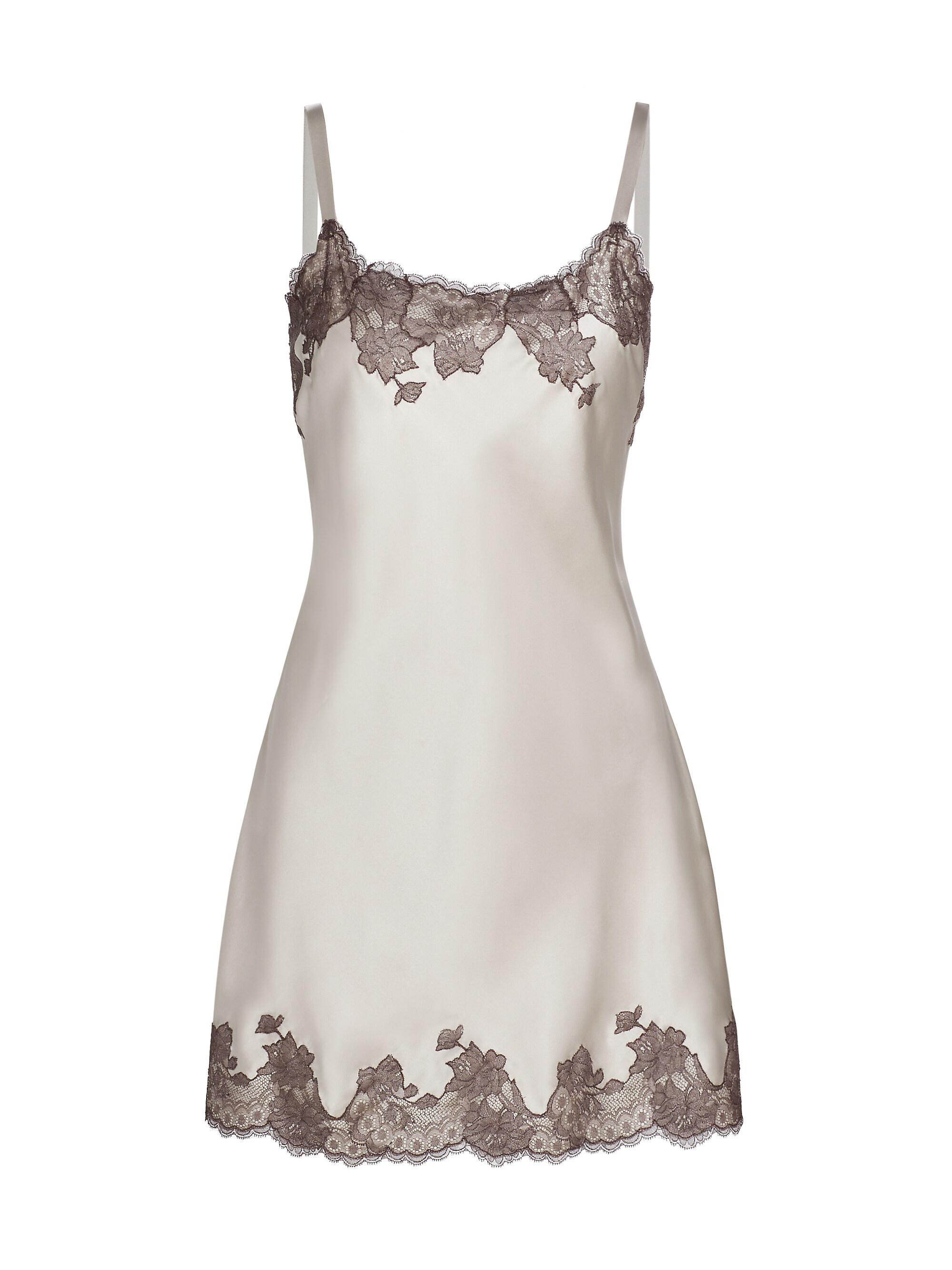 Josie Natori Women's Lolita Silk Lace Mini Slip Dress - Pewter Ash