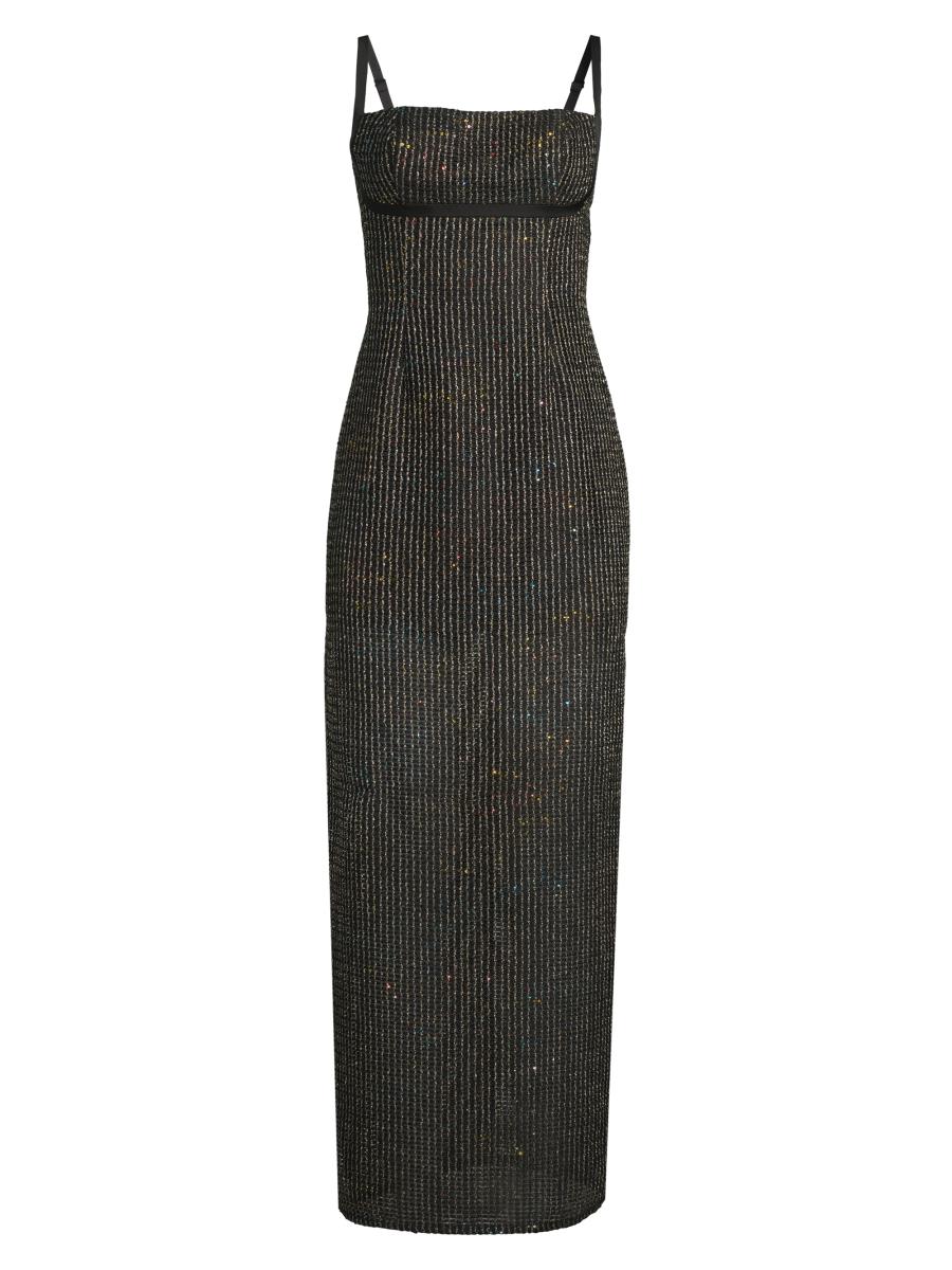 liv foster metallic asymmetrical knit dress Liv Foster Womens Metallic Asymmetrical Knit Dress 4 Black Gold - NWT $220
