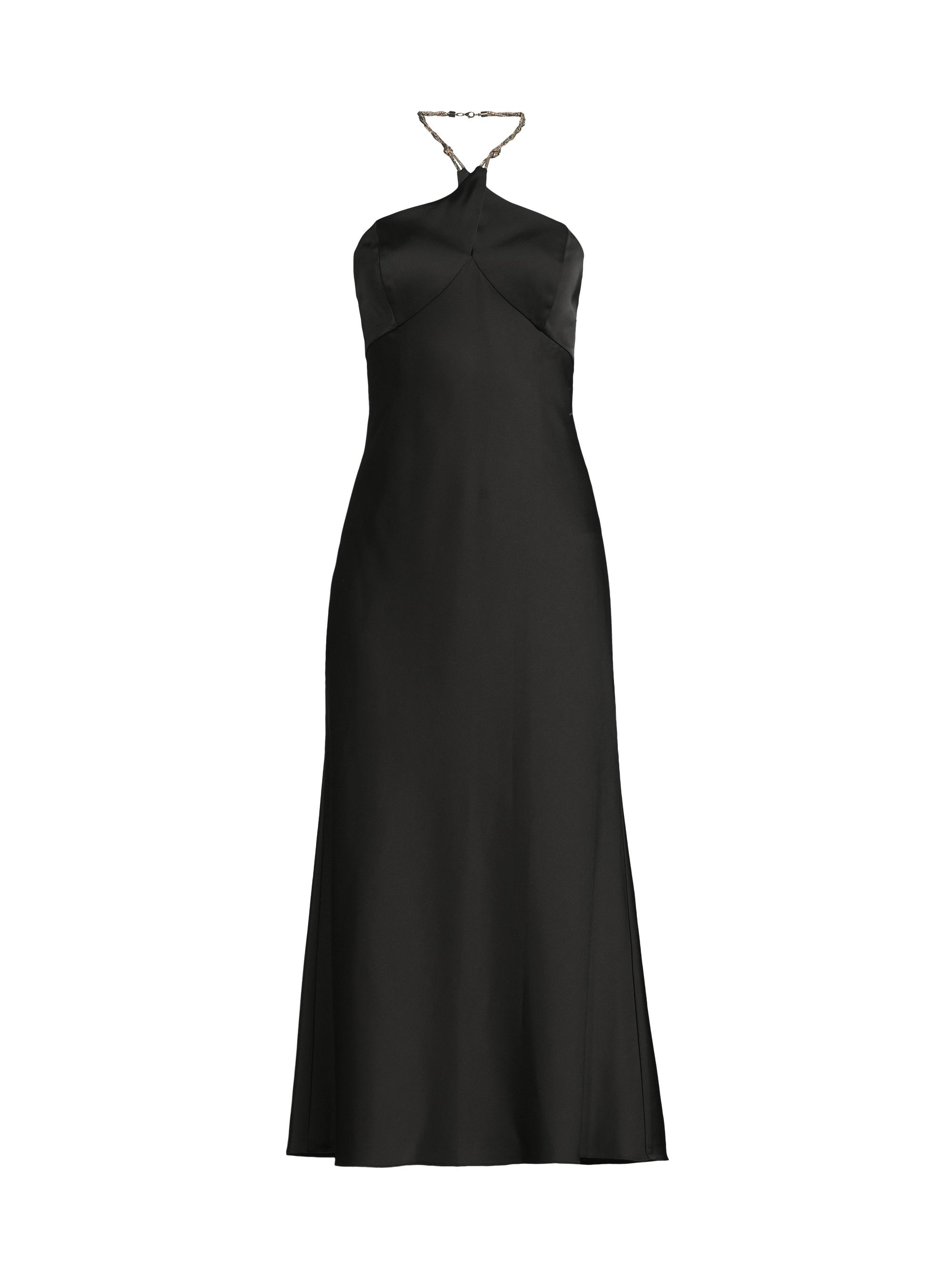 Liv Foster Women's Stretch Satin Halterneck Midi-Dress - Black