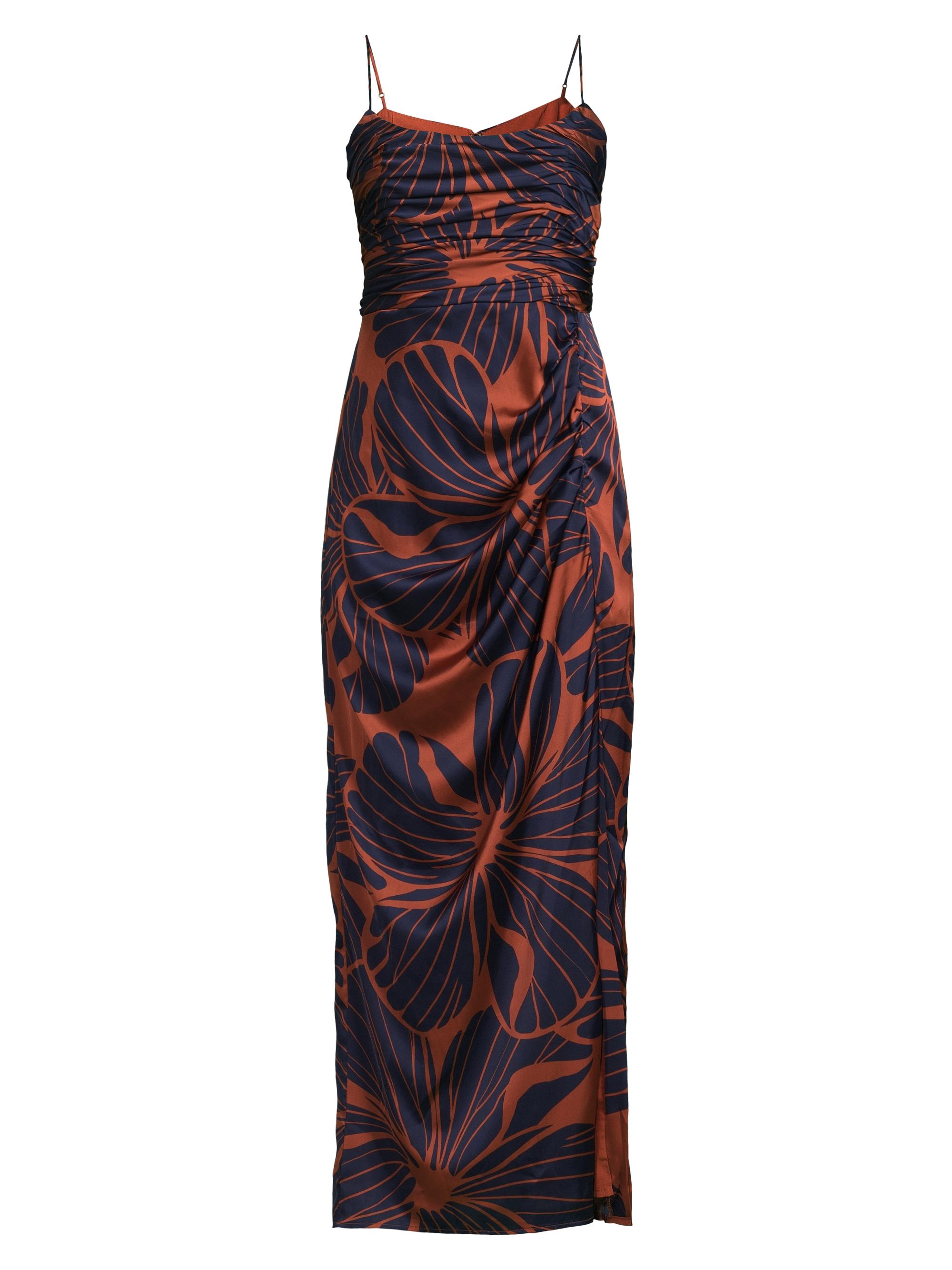 Hutch Women's Luxe Floral Satin Maxi Dress - Copper Block Print Plumeria