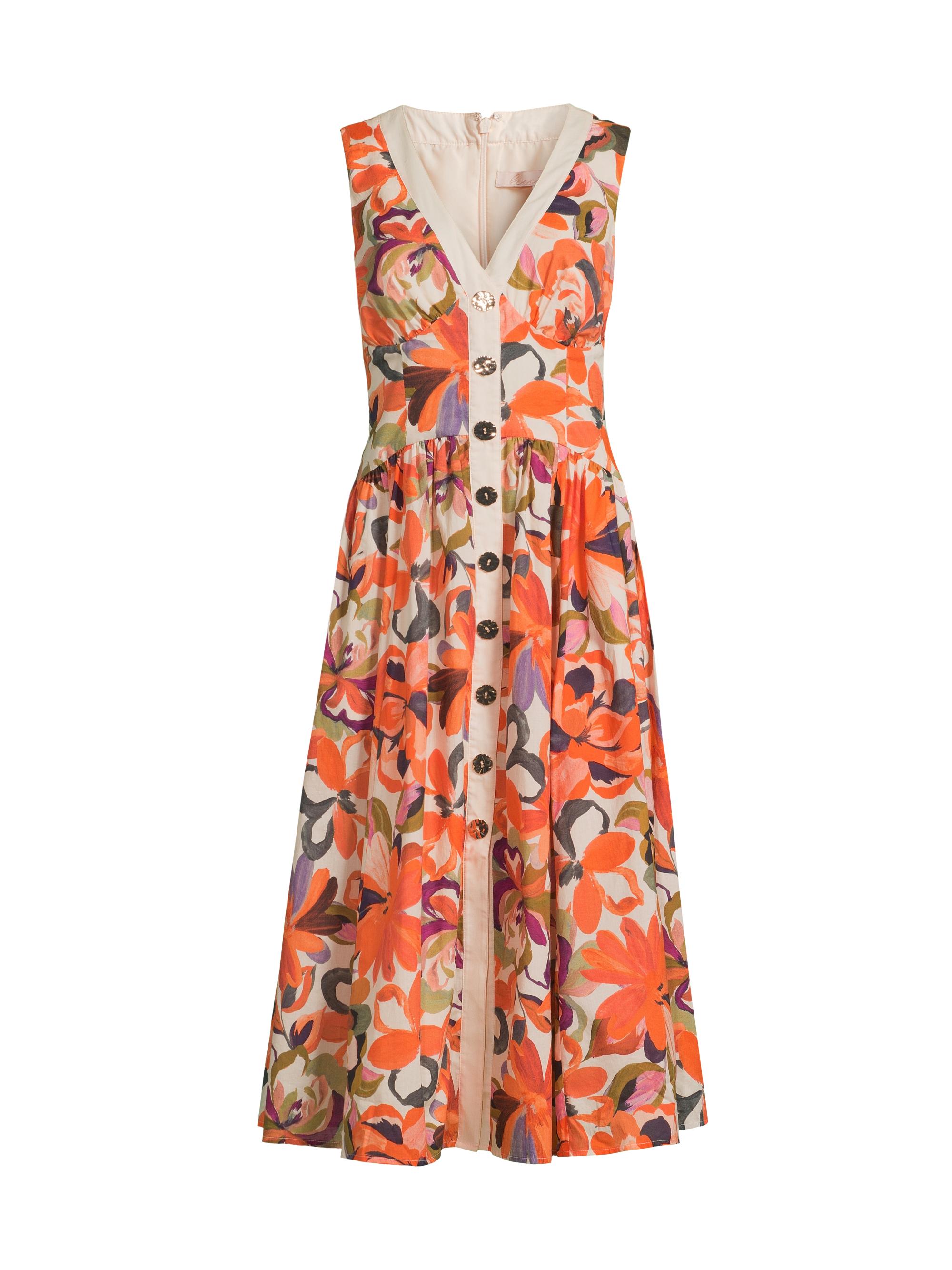 Hutch Women's Indy Floral V-Neck Dress - Orange Painted Lush Tropical