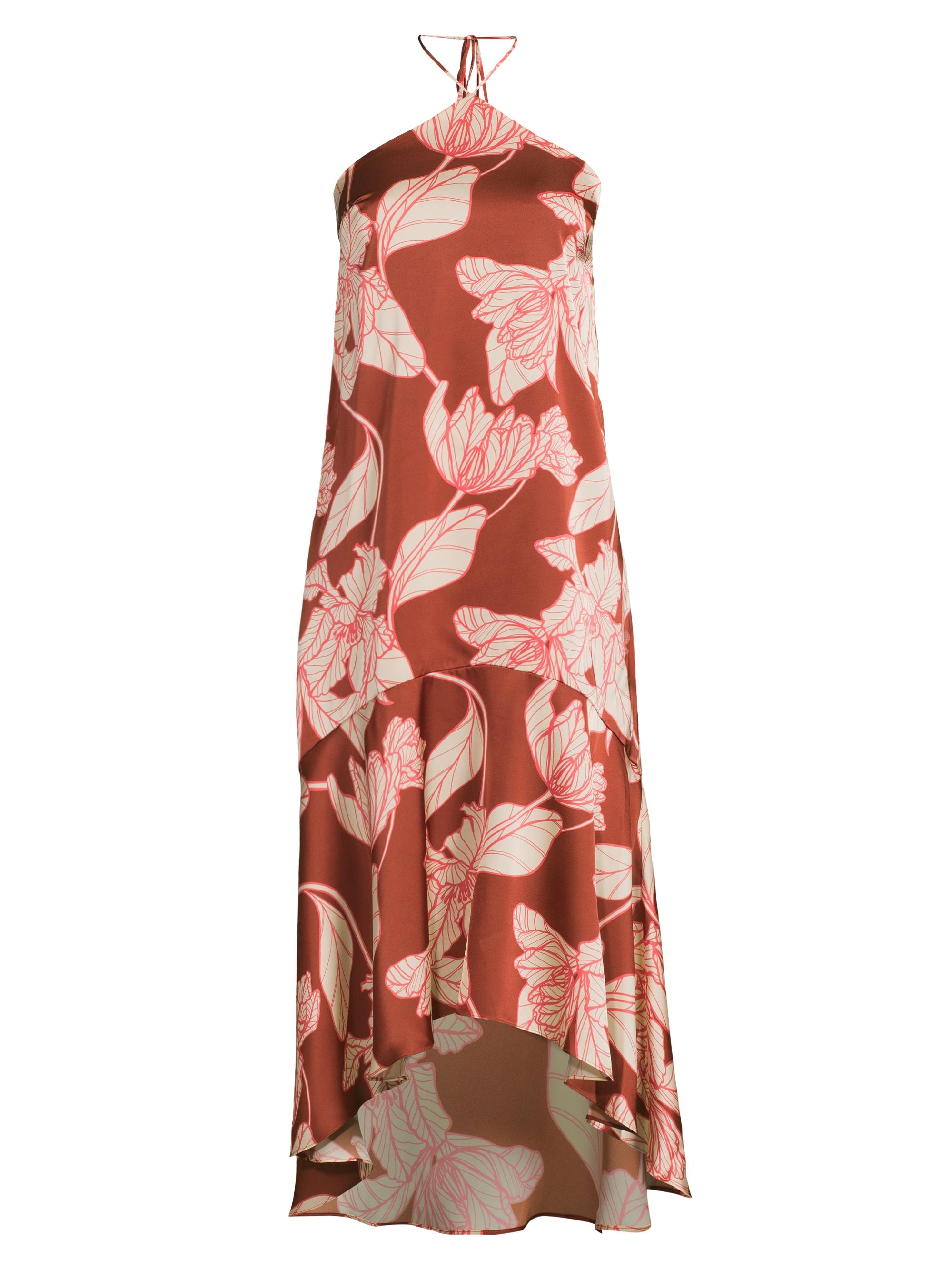 Hutch Women's Layla Floral Satin Halterneck Midi-Dress - Copper Iris