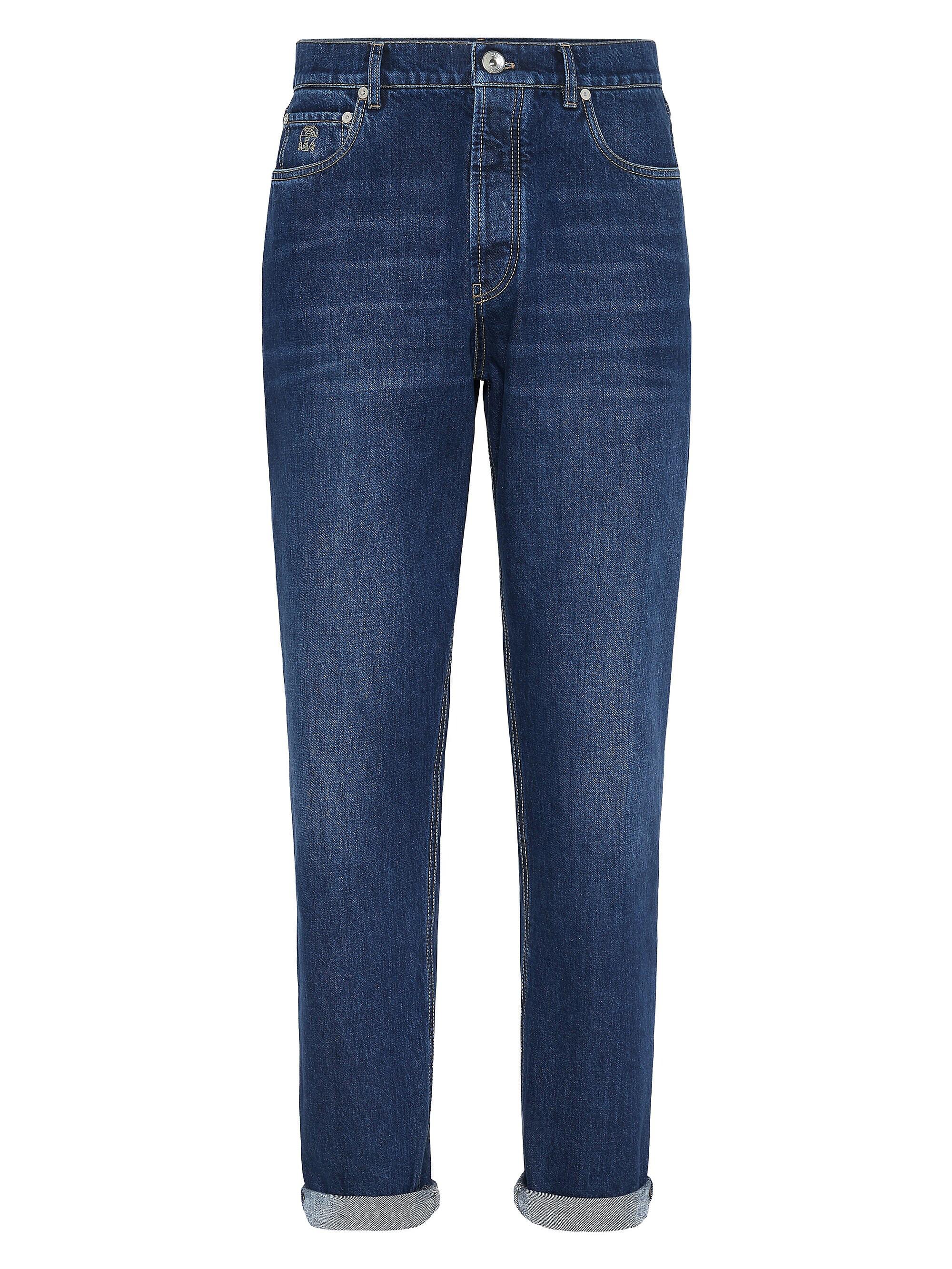 Brunello Cucinelli Men's Denim Iconic Fit Five Pocket Trousers - Dark Denim