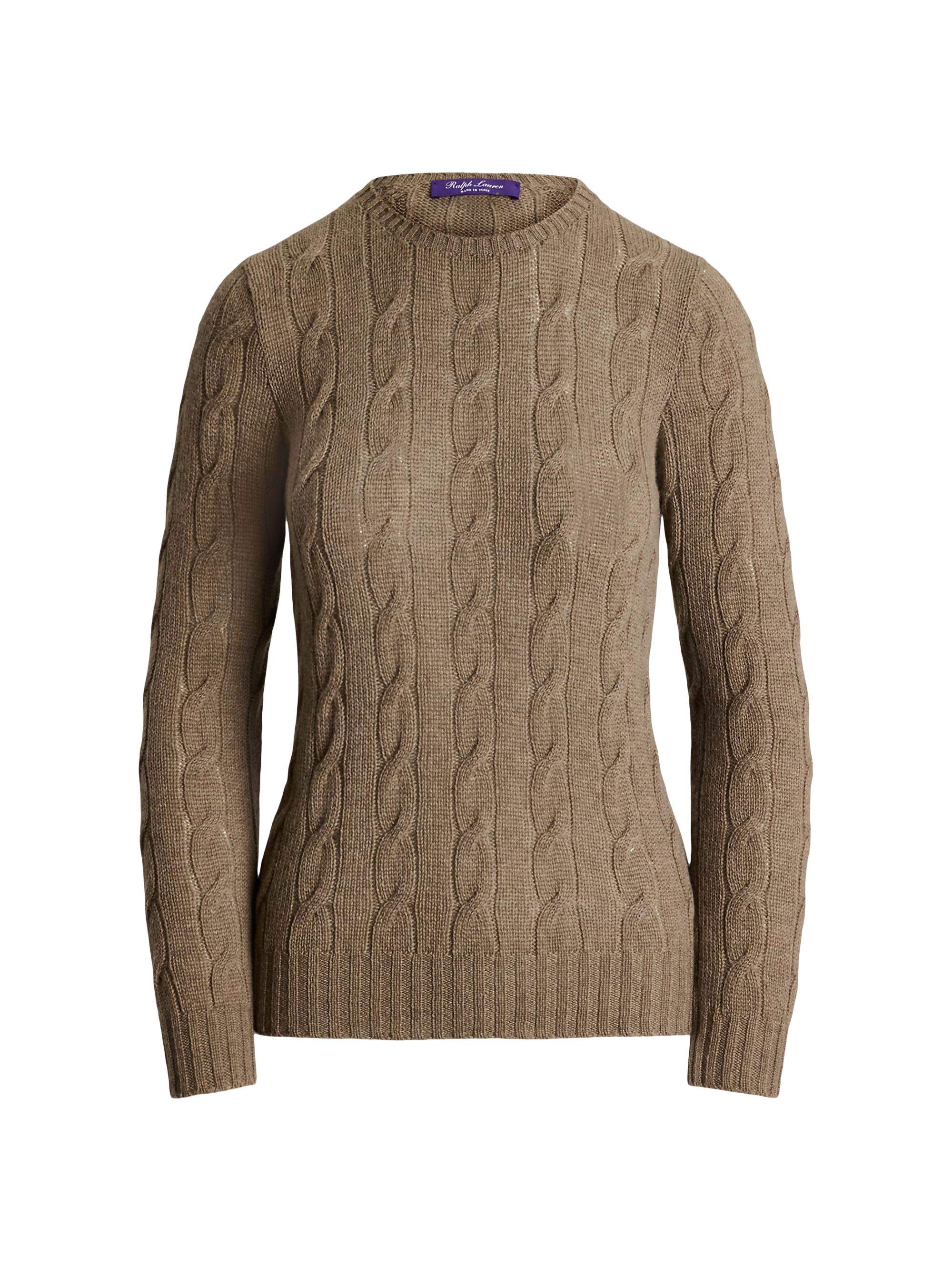 Ralph Lauren Collection Women's Classic Cable-Knit Cashmere Sweater - Darktrufflemelange