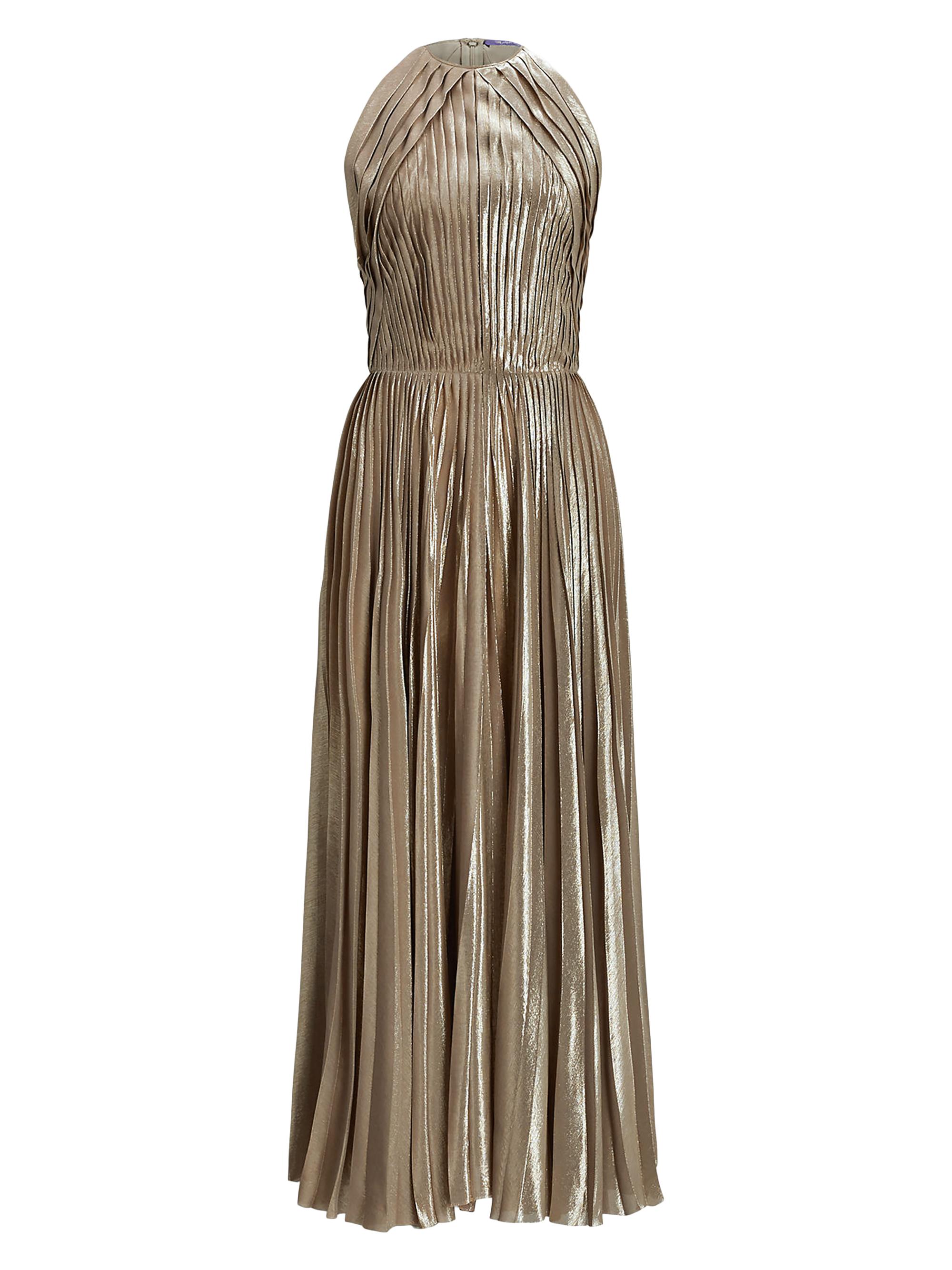 Ralph Lauren Collection Women's Abigail Metallic Pleated Midi-Dress - Mineral