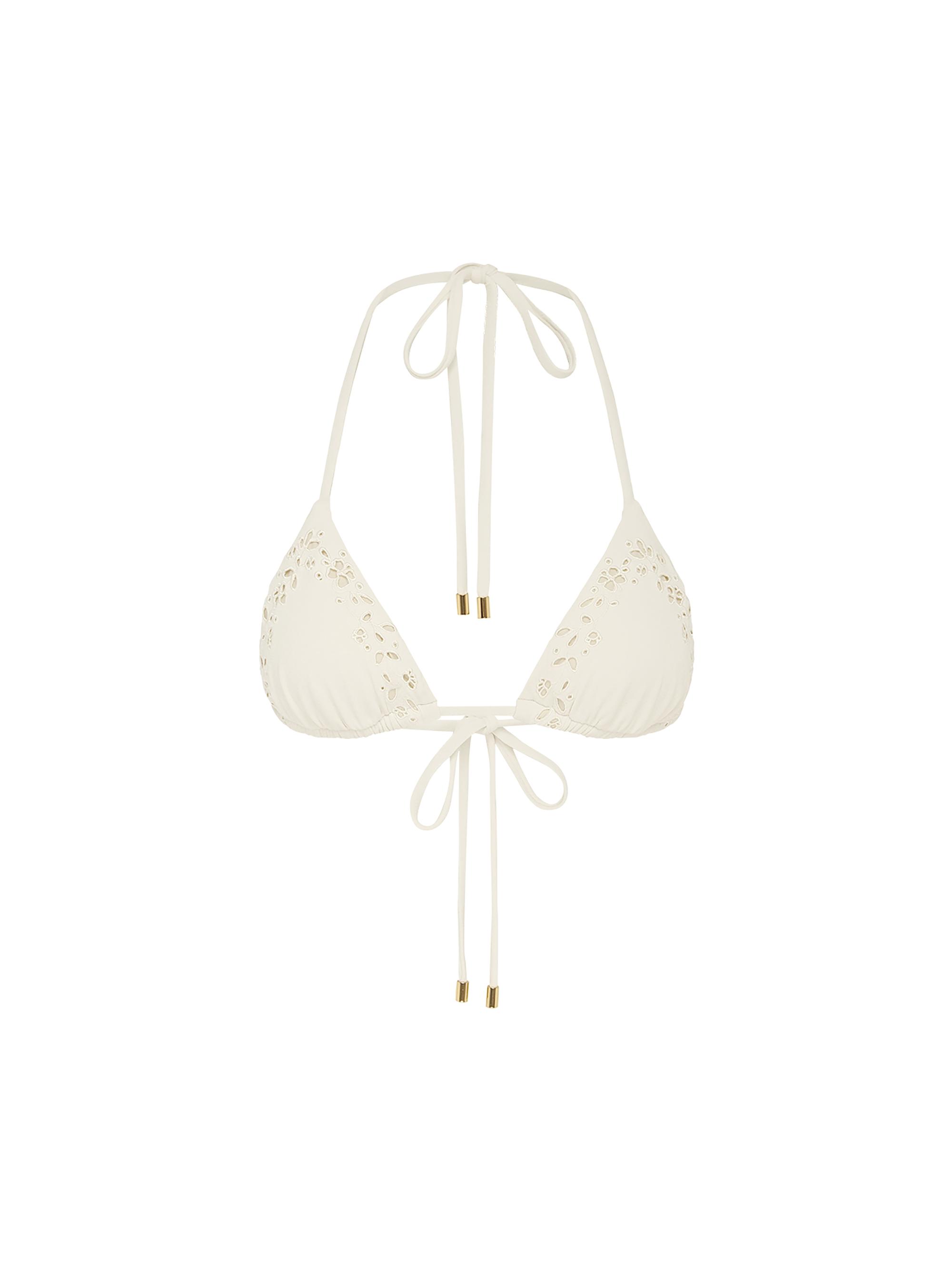 Peony Women's Memoir Embroidered String Bikini Top - Creme