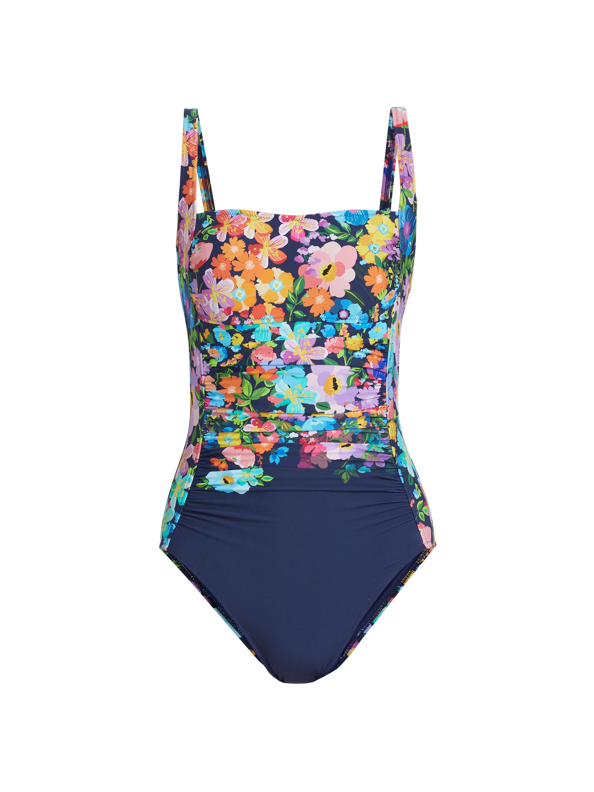 Johnny Was Women's Floral Ruched One-Piece Swimsuit - Wild Bloom Navy