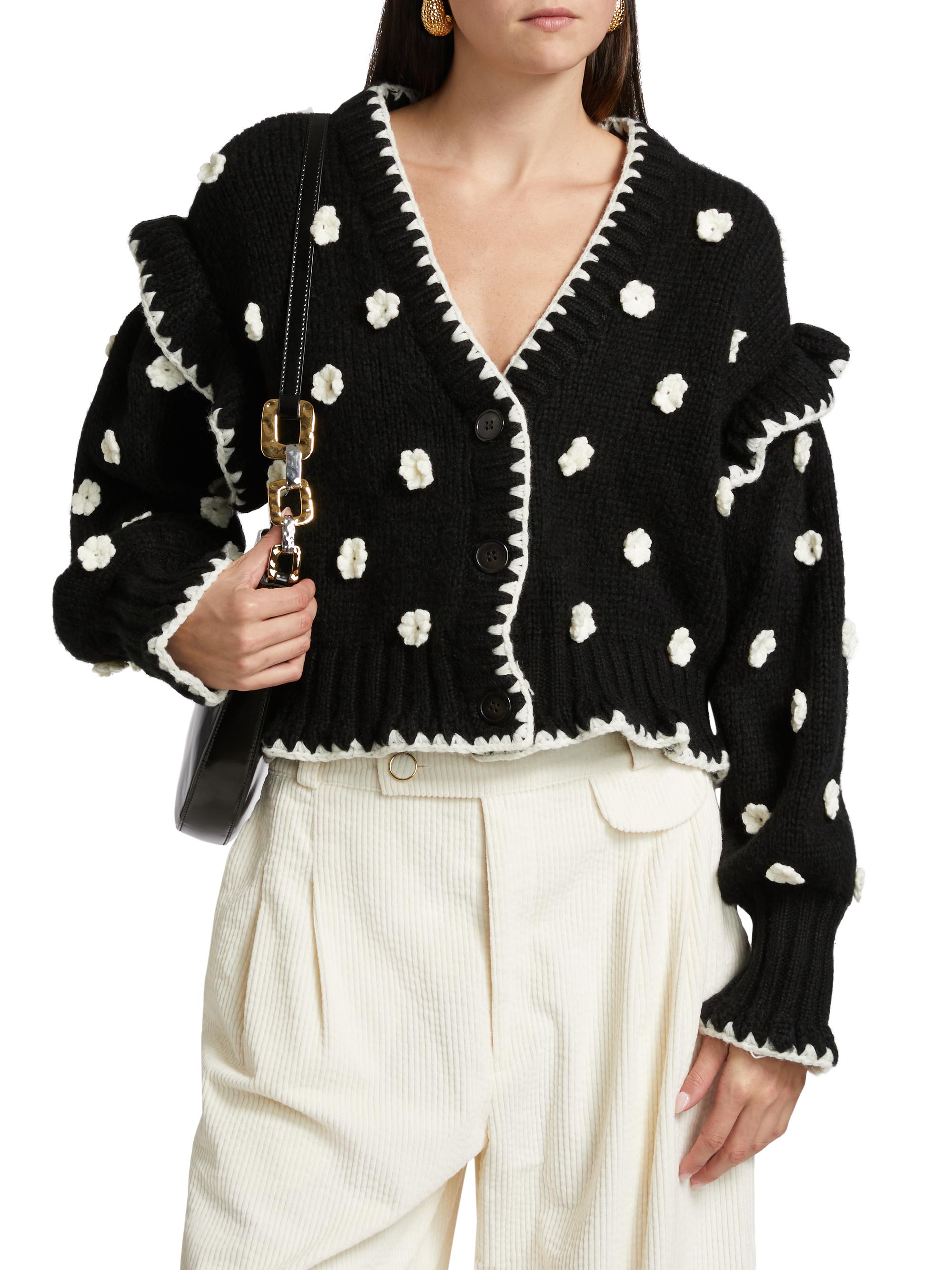 トップス AmeriUND TEXTURE ART FLOWER KNITCARDIGAN UND TEXTURE ART FLOWER KNIT CARDIGAN