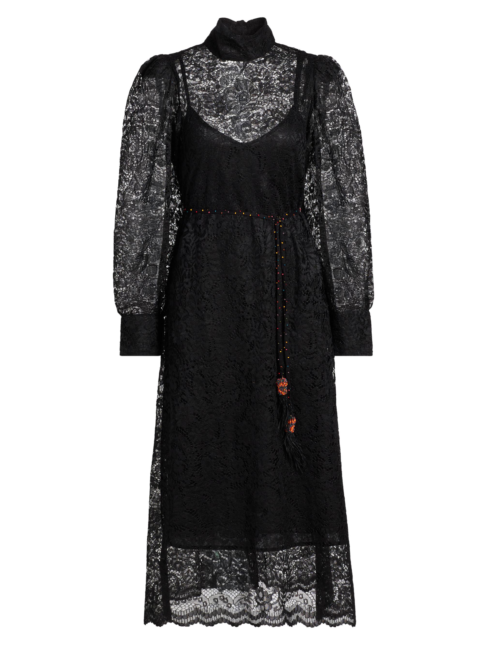 L'AGENCE Frida Embellished Lace Button-Front Midi-Shirtdress