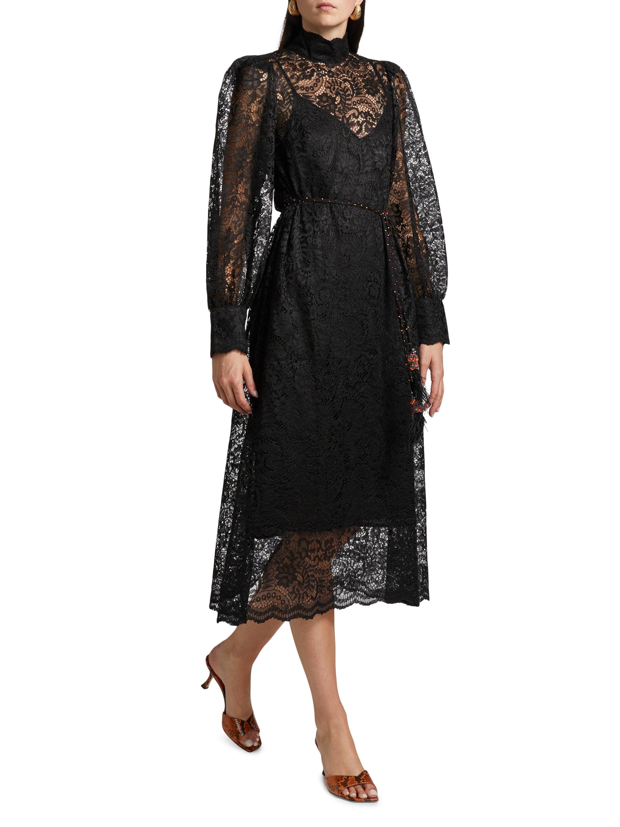 Farm Rio Lace Tie-Waist Midi-Dress | Saks Fifth Avenue