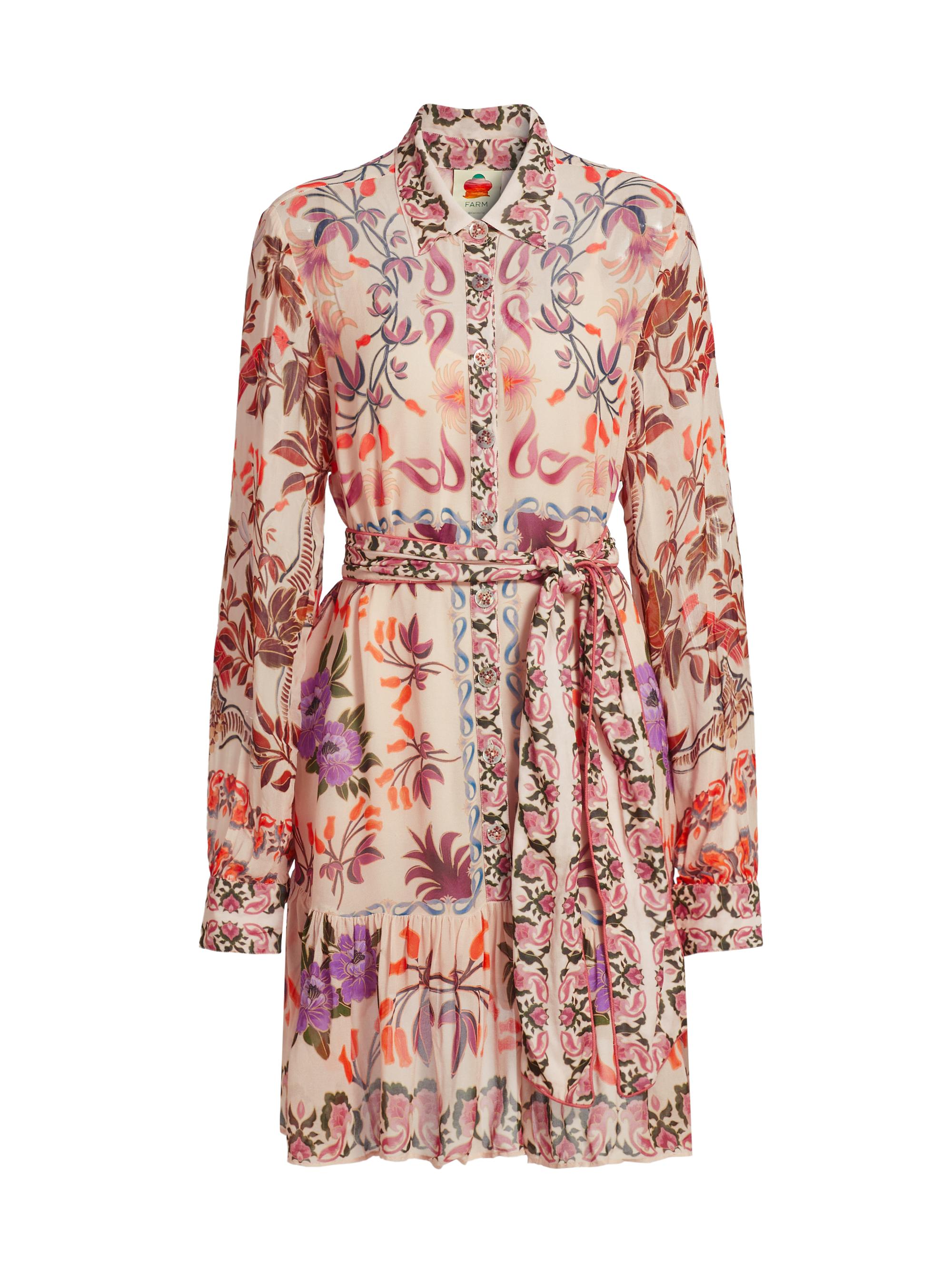 Farm Rio Women's Winter Garden Belted Minidress - Winter Garden Cream