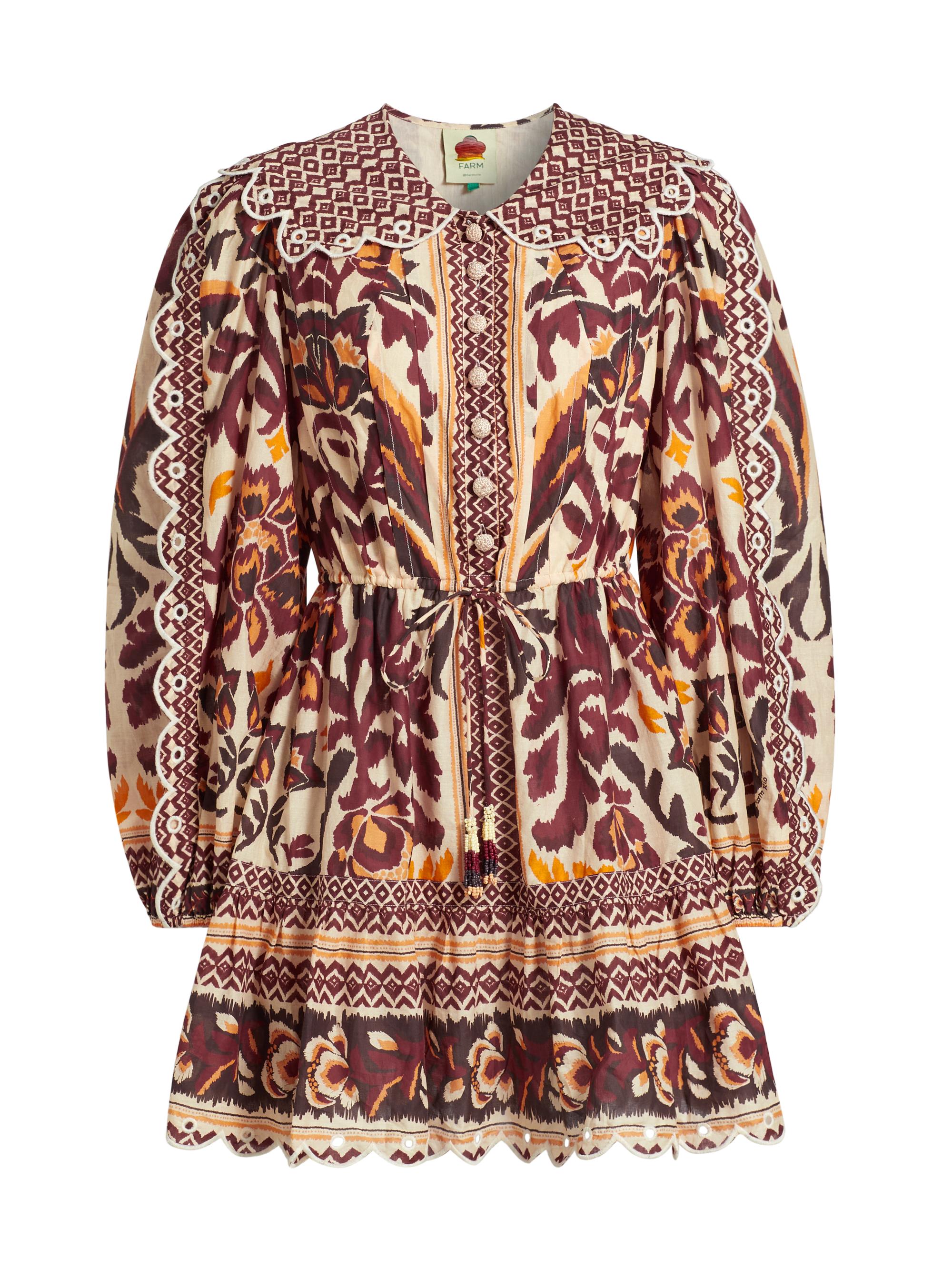 Farm Rio Women's Toucans Scarf Minidress - Toucans Scarf Cream