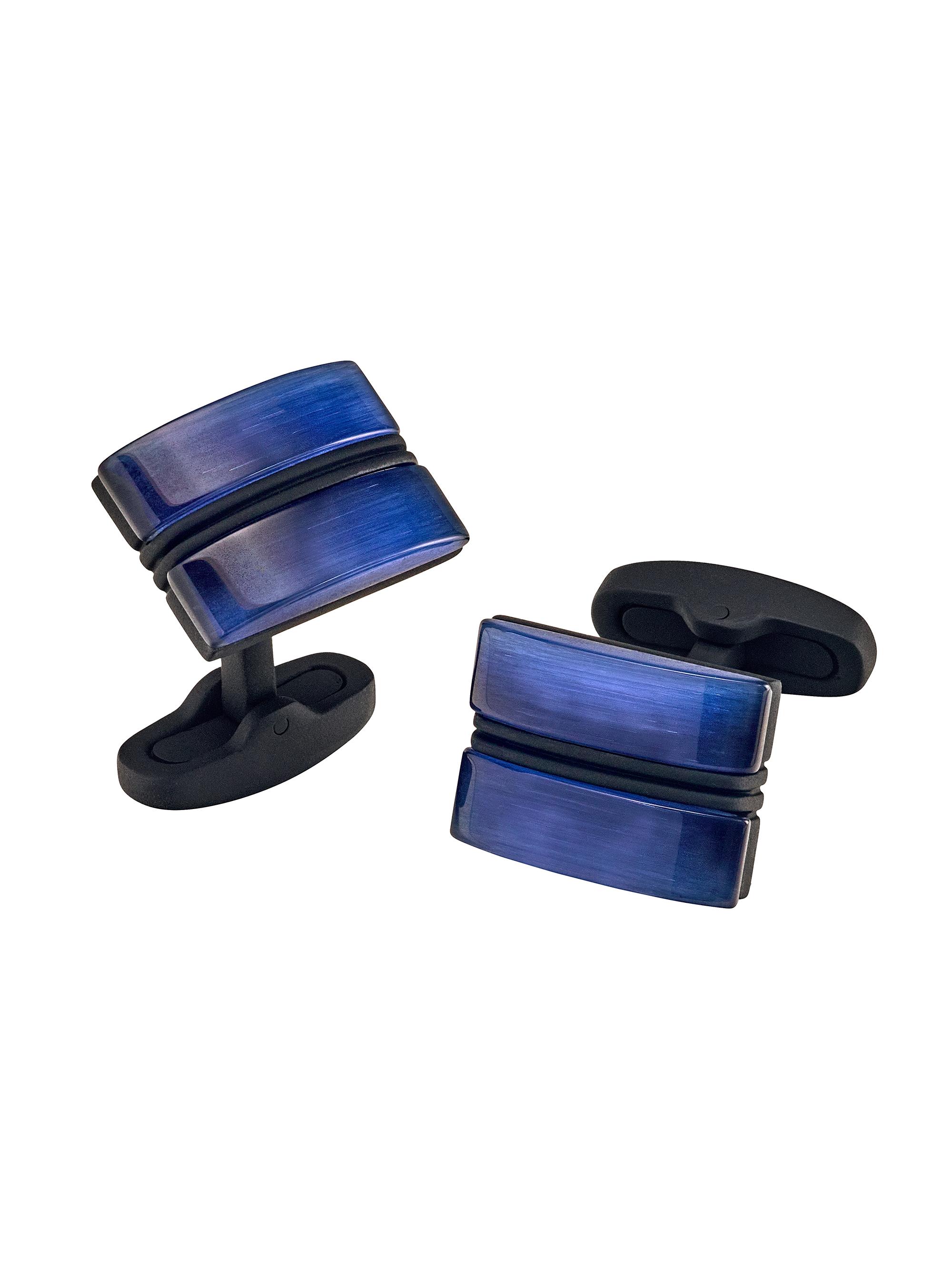 Link Up Men's Brass & Fiber Optic Cufflinks - Blue