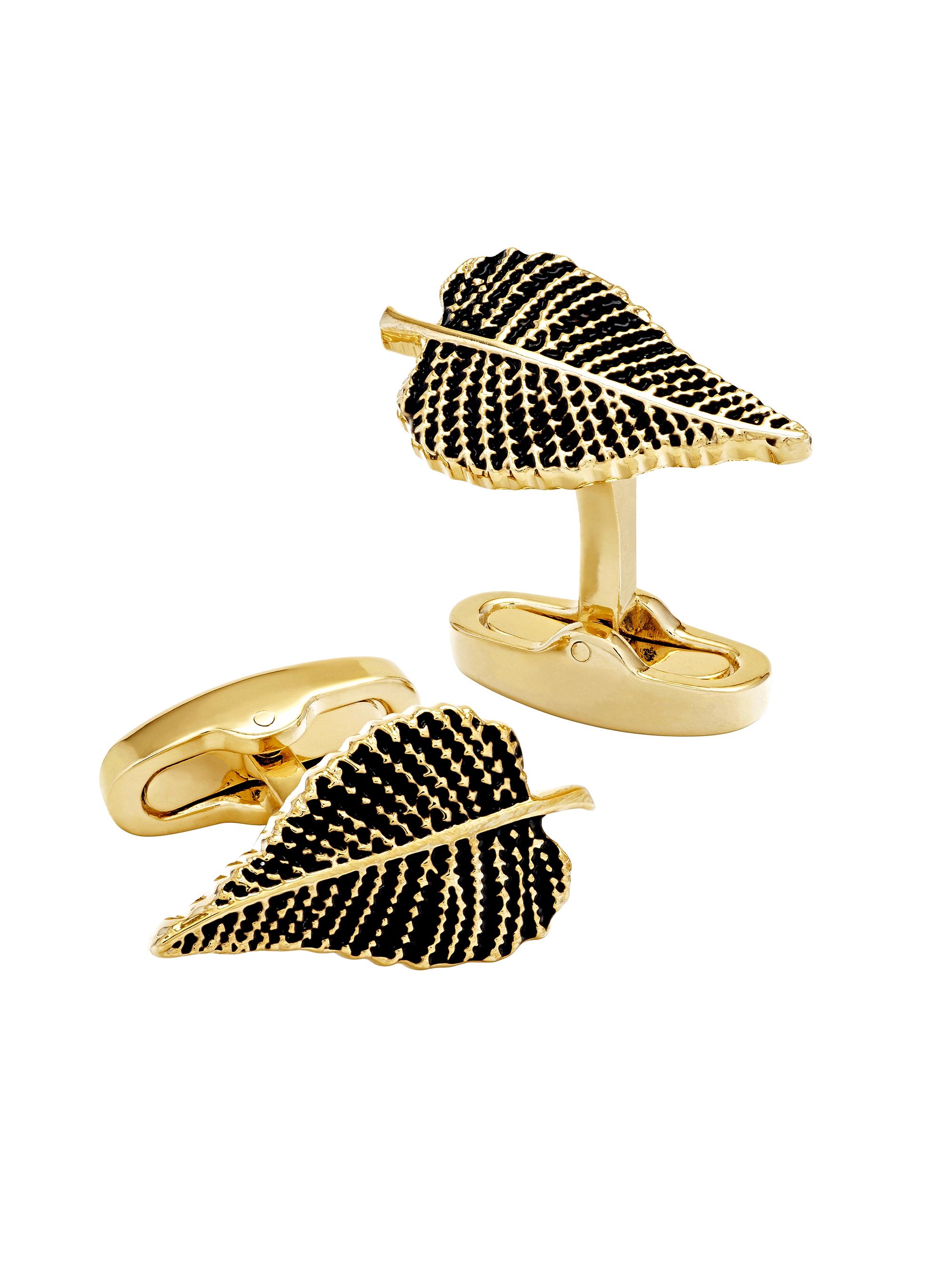 Link Up Men's Goldtone Leaf Cufflinks - Gold