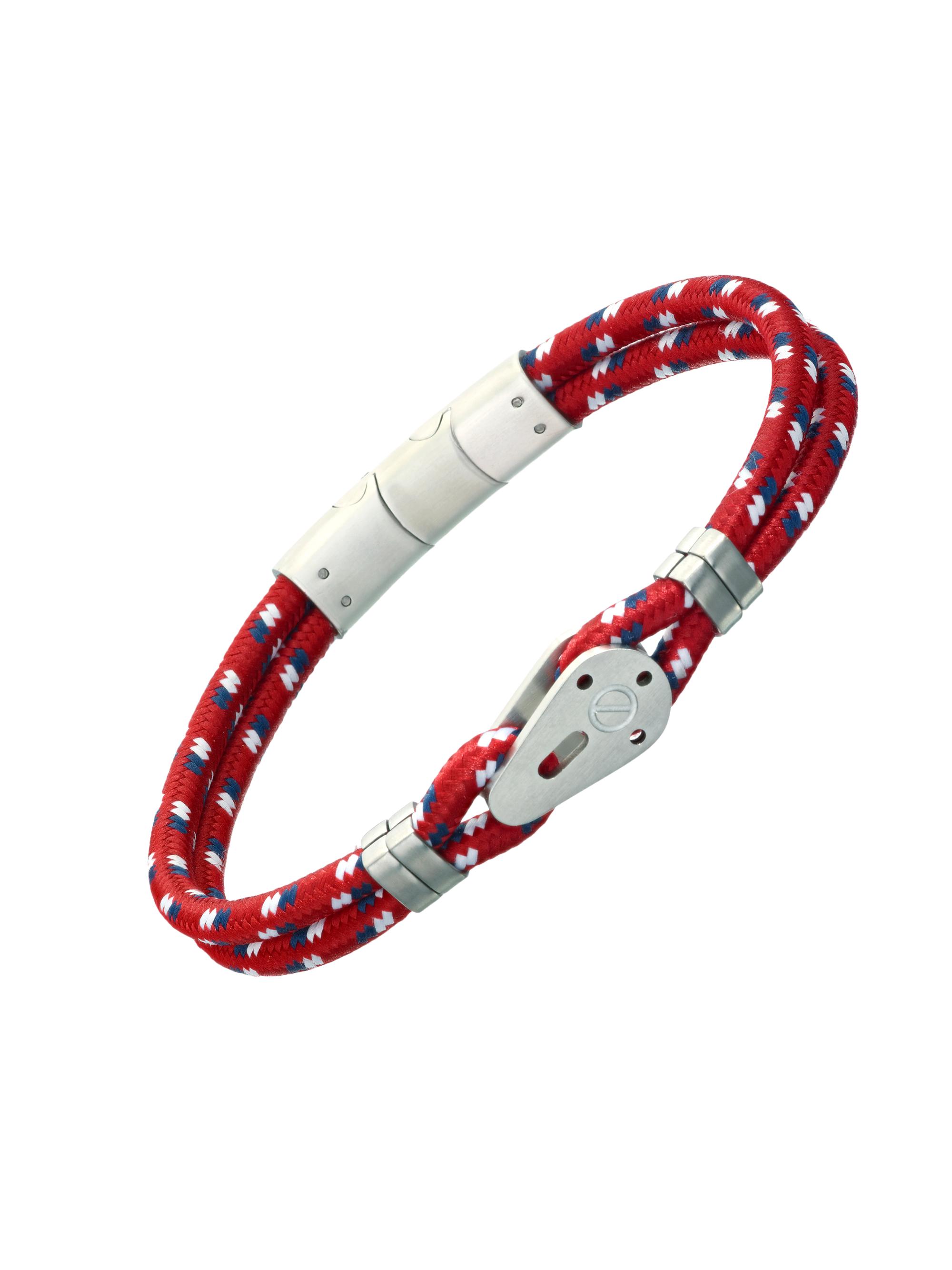 Link Up Men's Sailing Pulley Stainless Steel & Nylon Cord Bracelet - Red