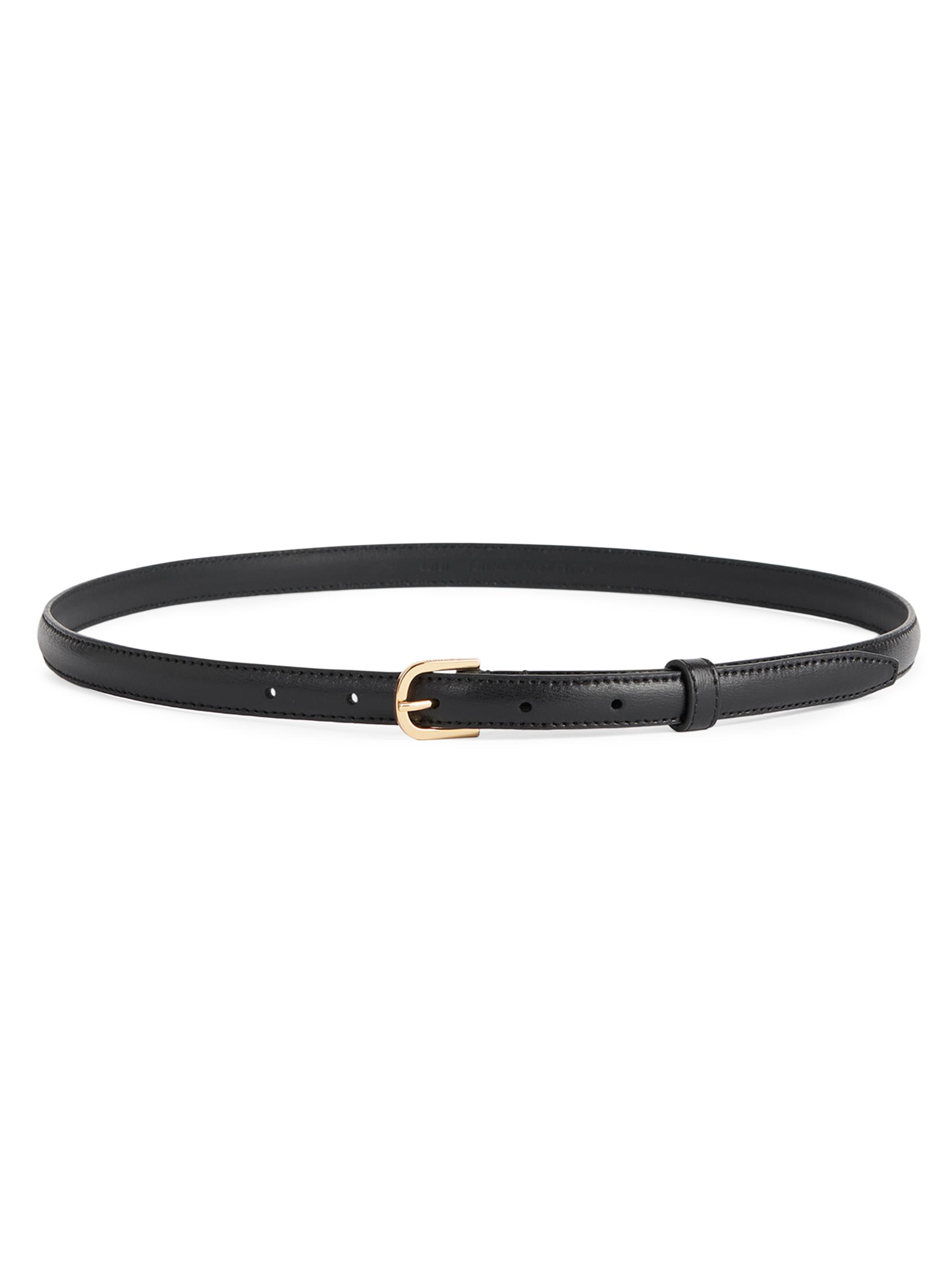 Toteme Women's Slim Leather Buckled Belt - Black
