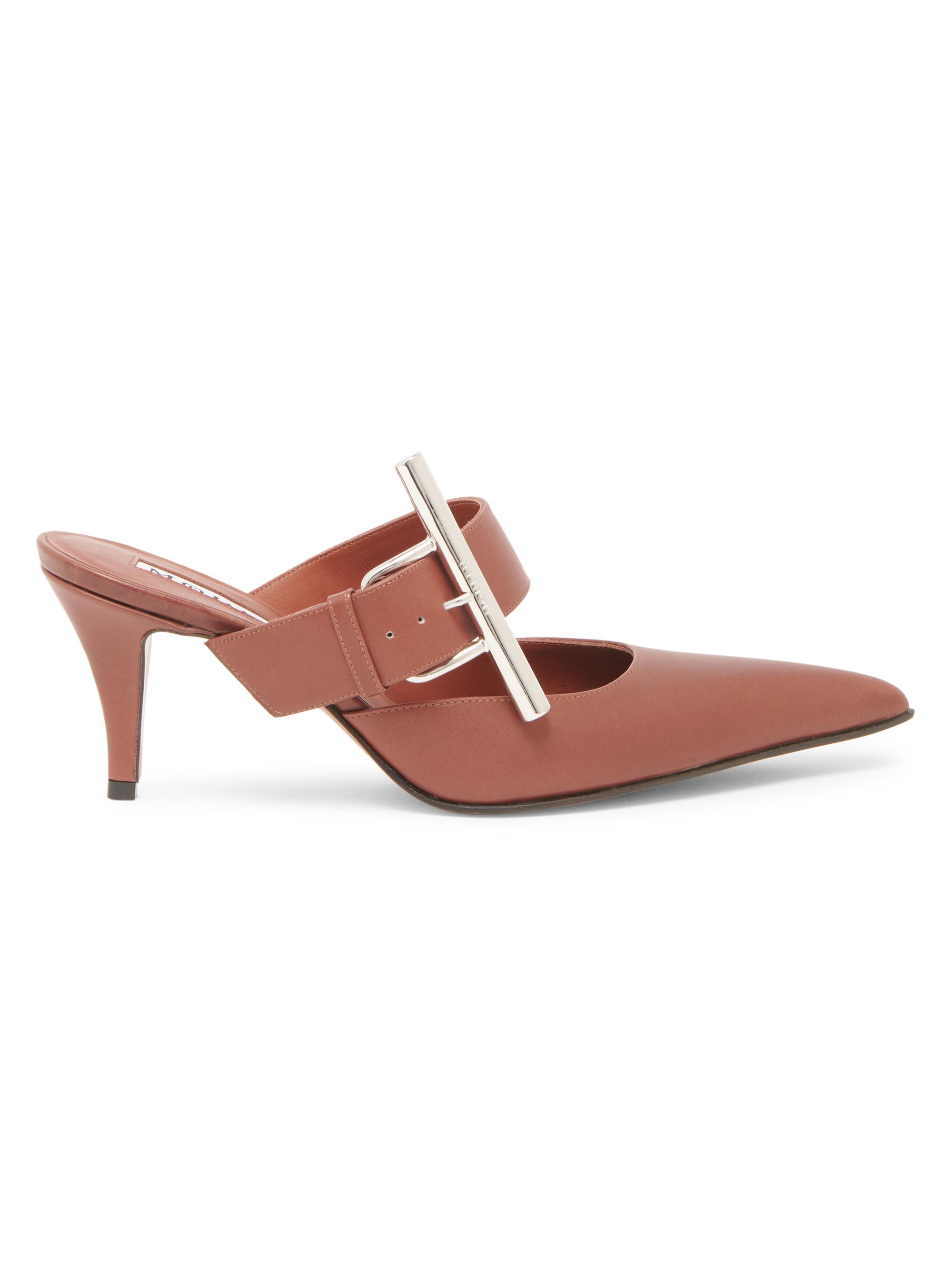 McQueen Women's Birdee 70MM Leather Mules - Rouge Fonce