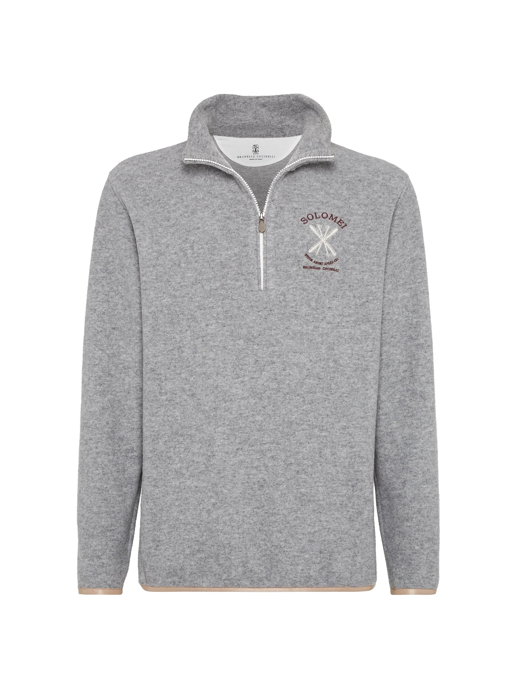 Brunello Cucinelli Men's Cashmere and Cotton Turtleneck Sweatshirt - Grey