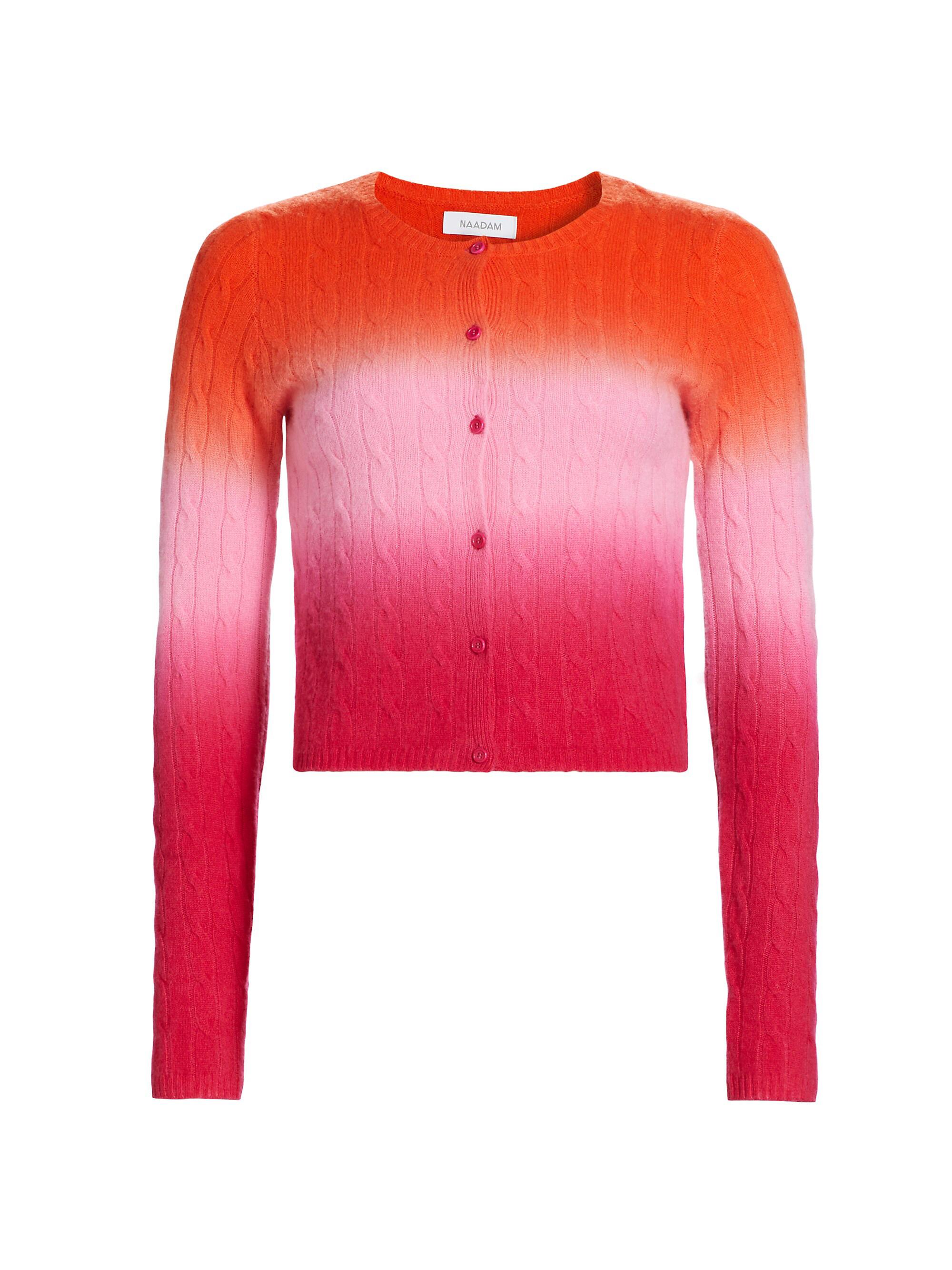Naadam Women's Cashmere Dip-Dye Cardigan - Pink Combo