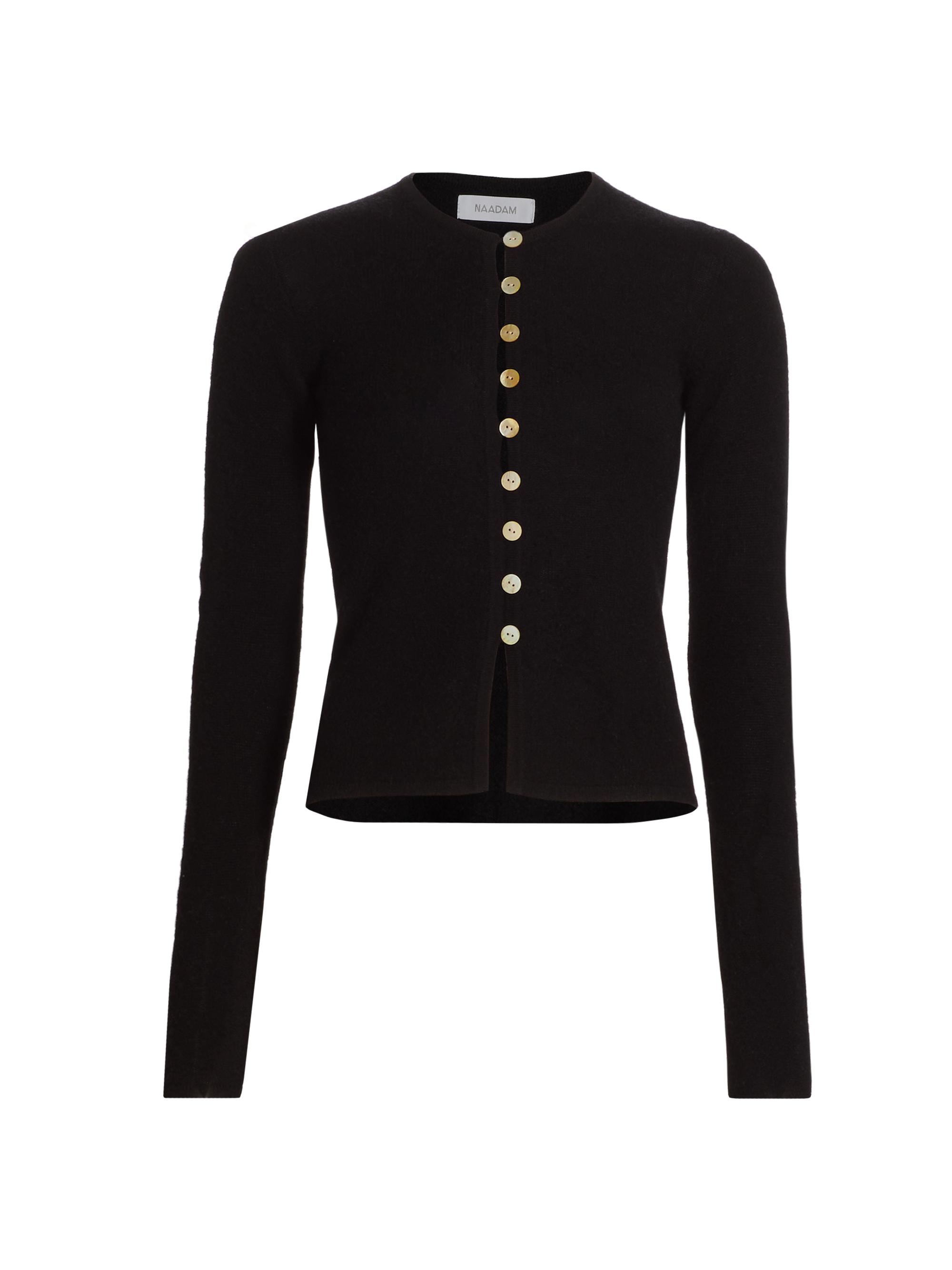 Naadam Women's Cashmere Shell Button Fitted Cardigan - Pearl